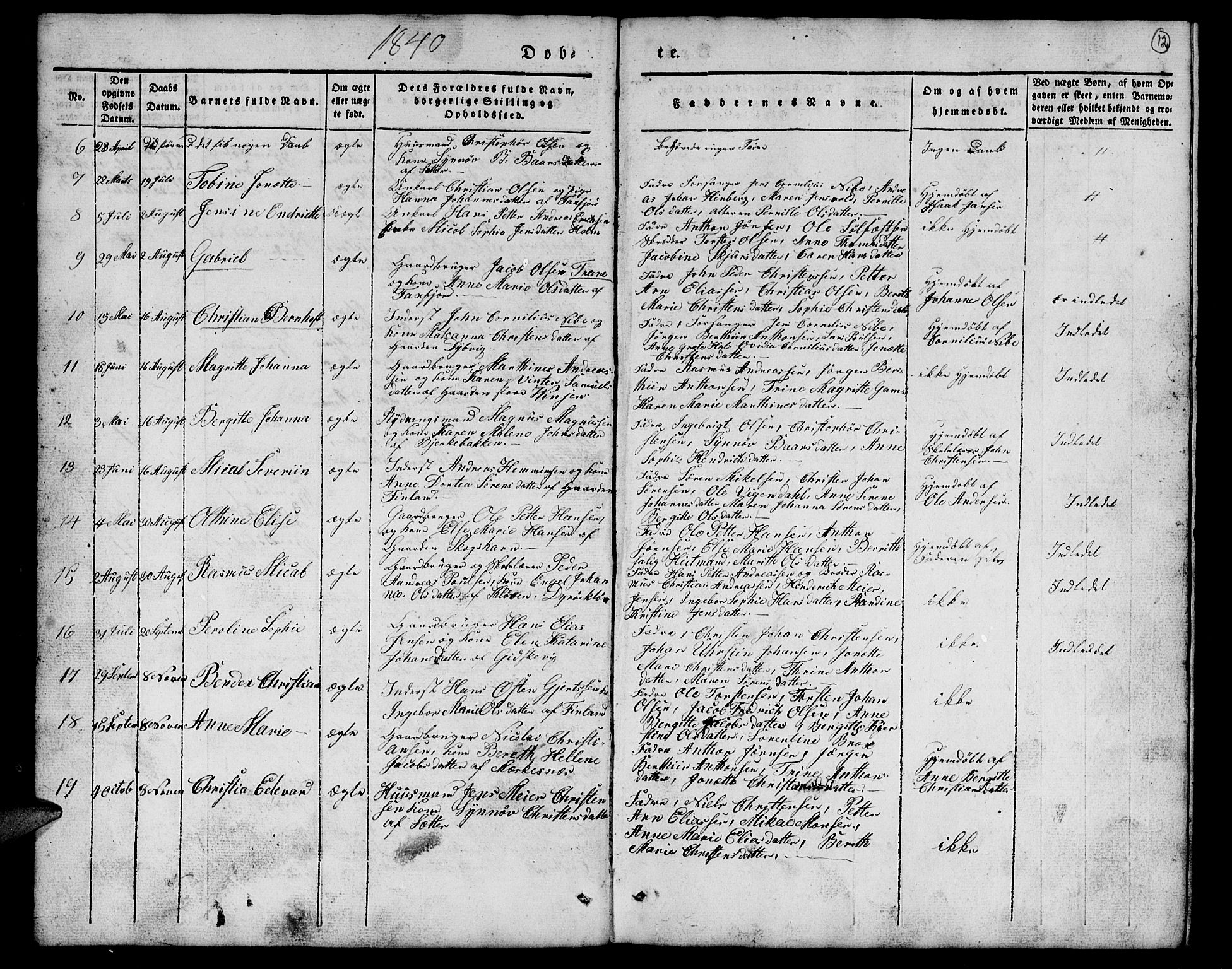 Tranøy sokneprestkontor, AV/SATØ-S-1313/I/Ia/Iab/L0010klokker: Parish register (copy) no. 10, 1835-1844, p. 12