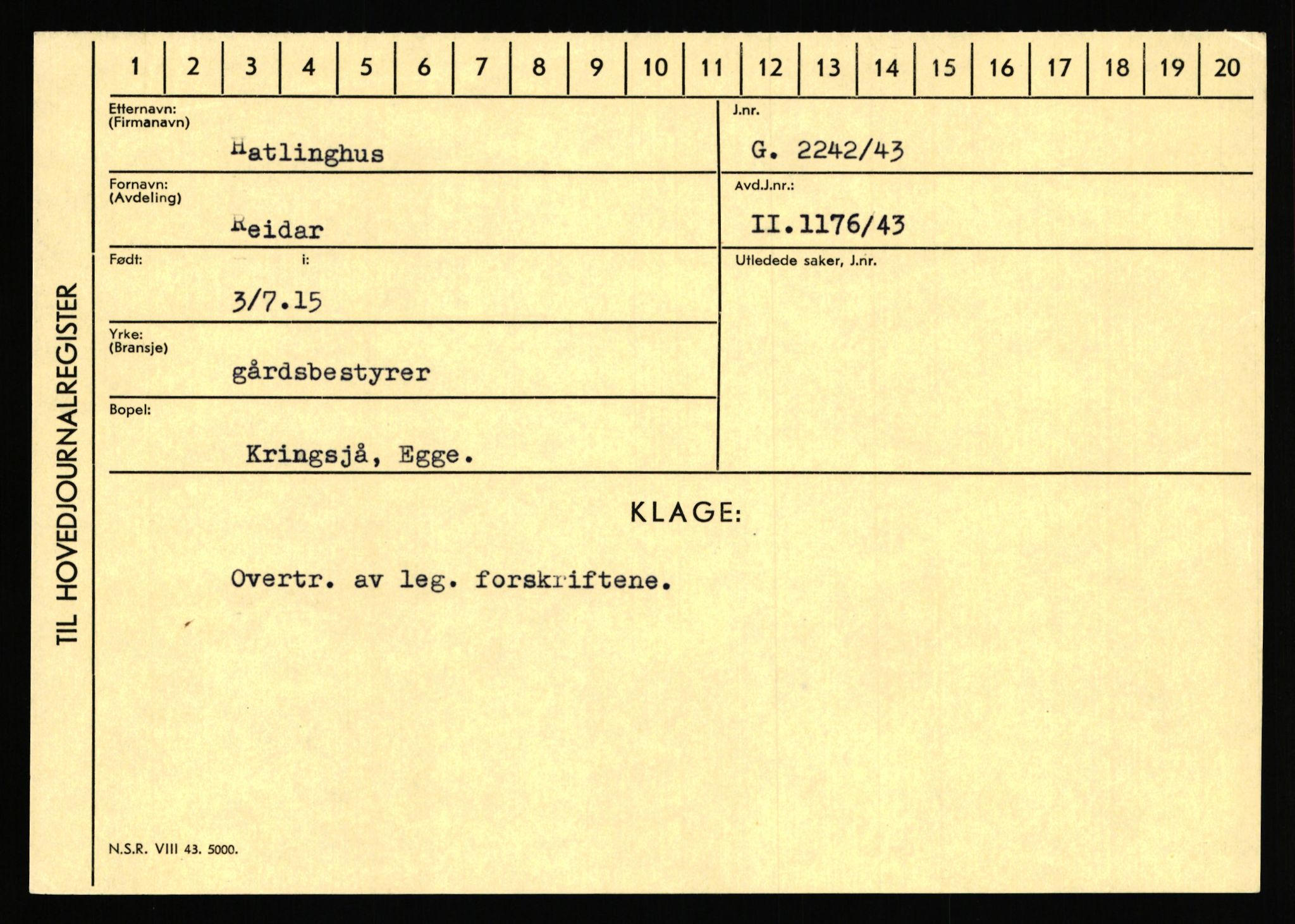 Statspolitiet - Hovedkontoret / Osloavdelingen, AV/RA-S-1329/C/Ca/L0006: Hanche - Hokstvedt, 1943-1945, p. 2068