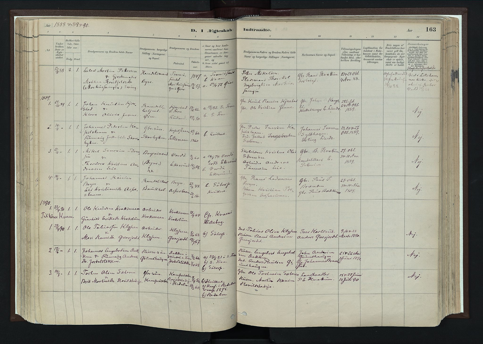 Nord-Fron prestekontor, AV/SAH-PREST-080/H/Ha/Haa/L0004: Parish register (official) no. 4, 1884-1914, p. 163