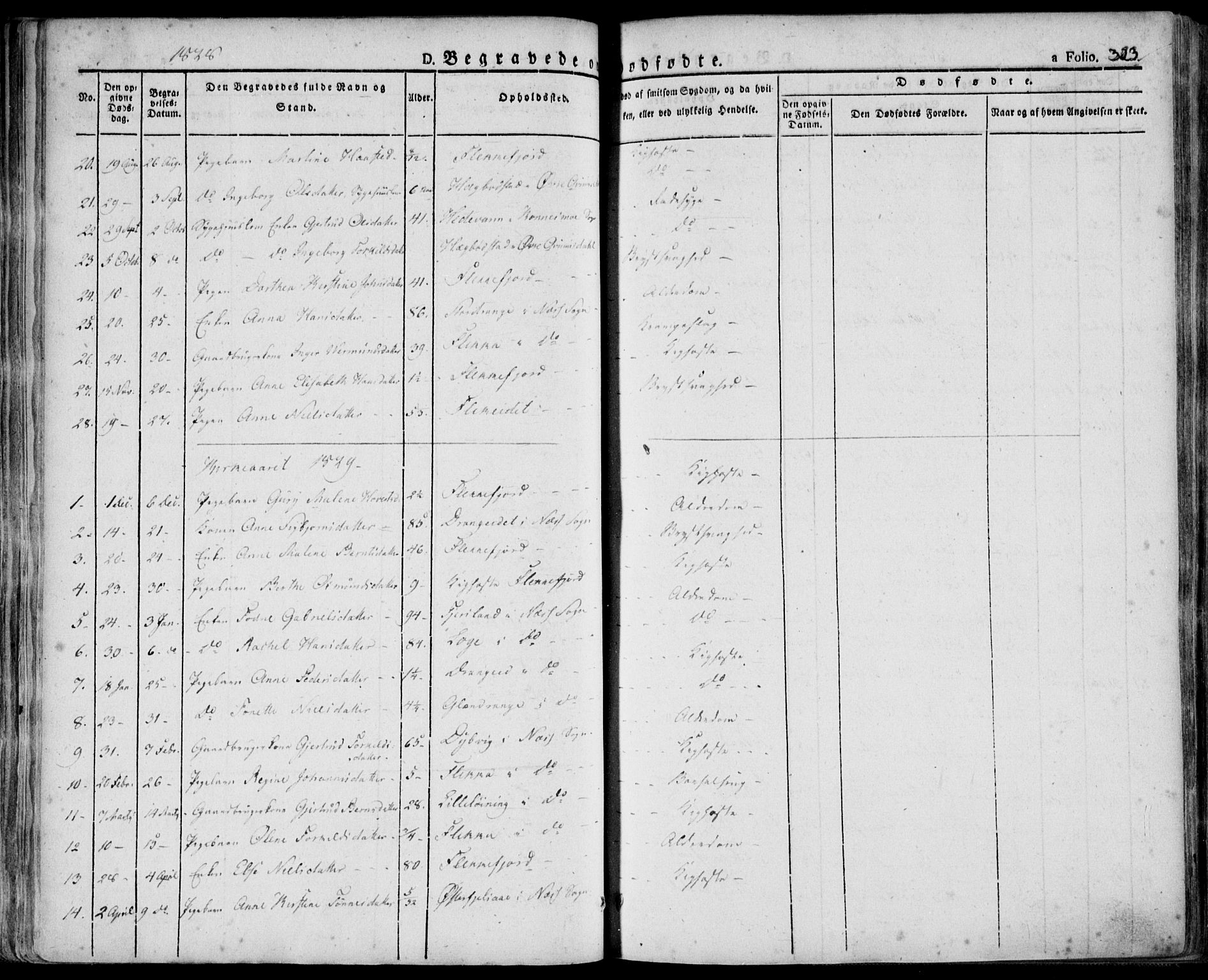 Flekkefjord sokneprestkontor, SAK/1111-0012/F/Fa/Fac/L0003: Parish register (official) no. A 3, 1826-1841, p. 323