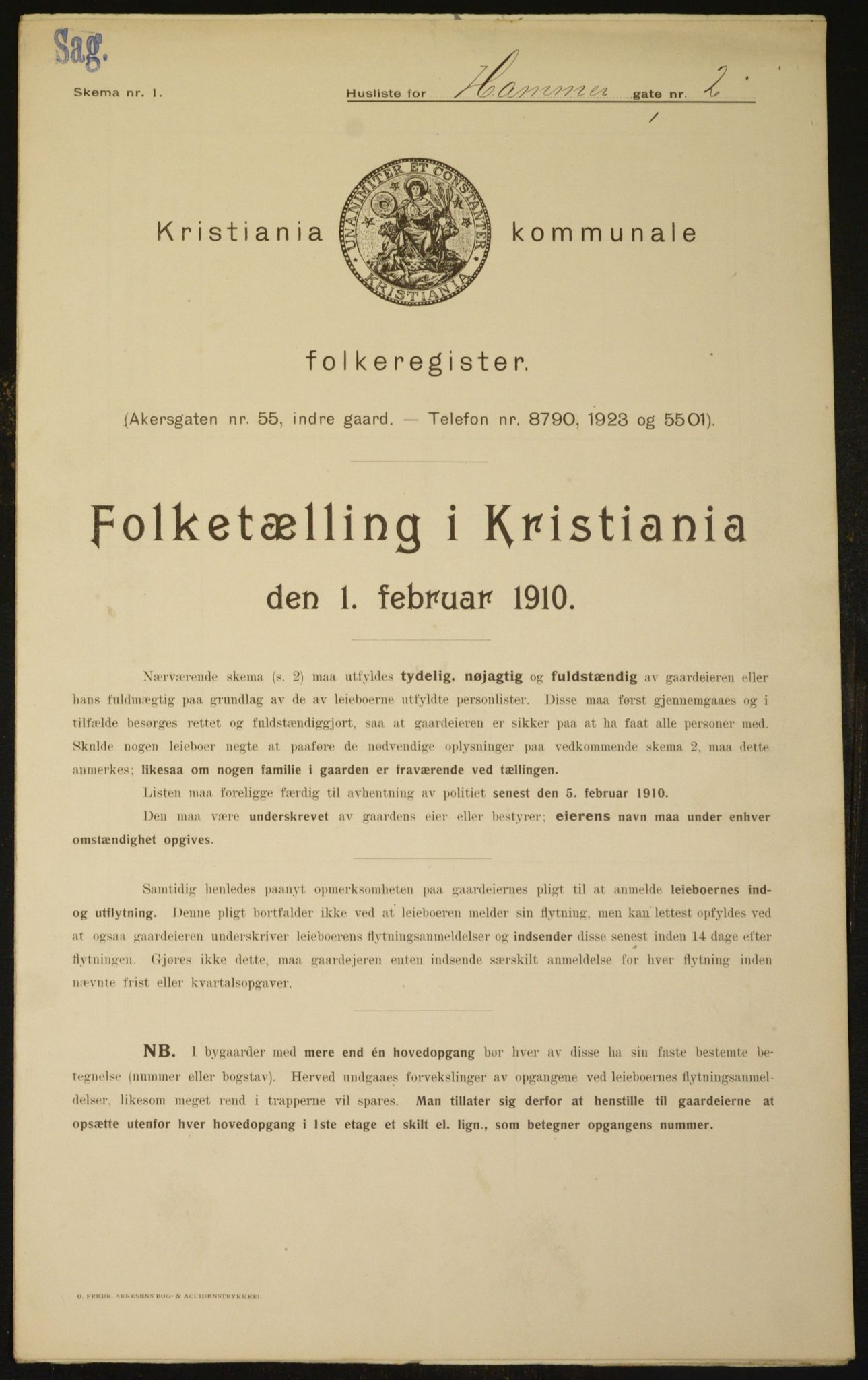 OBA, Municipal Census 1910 for Kristiania, 1910, p. 32188