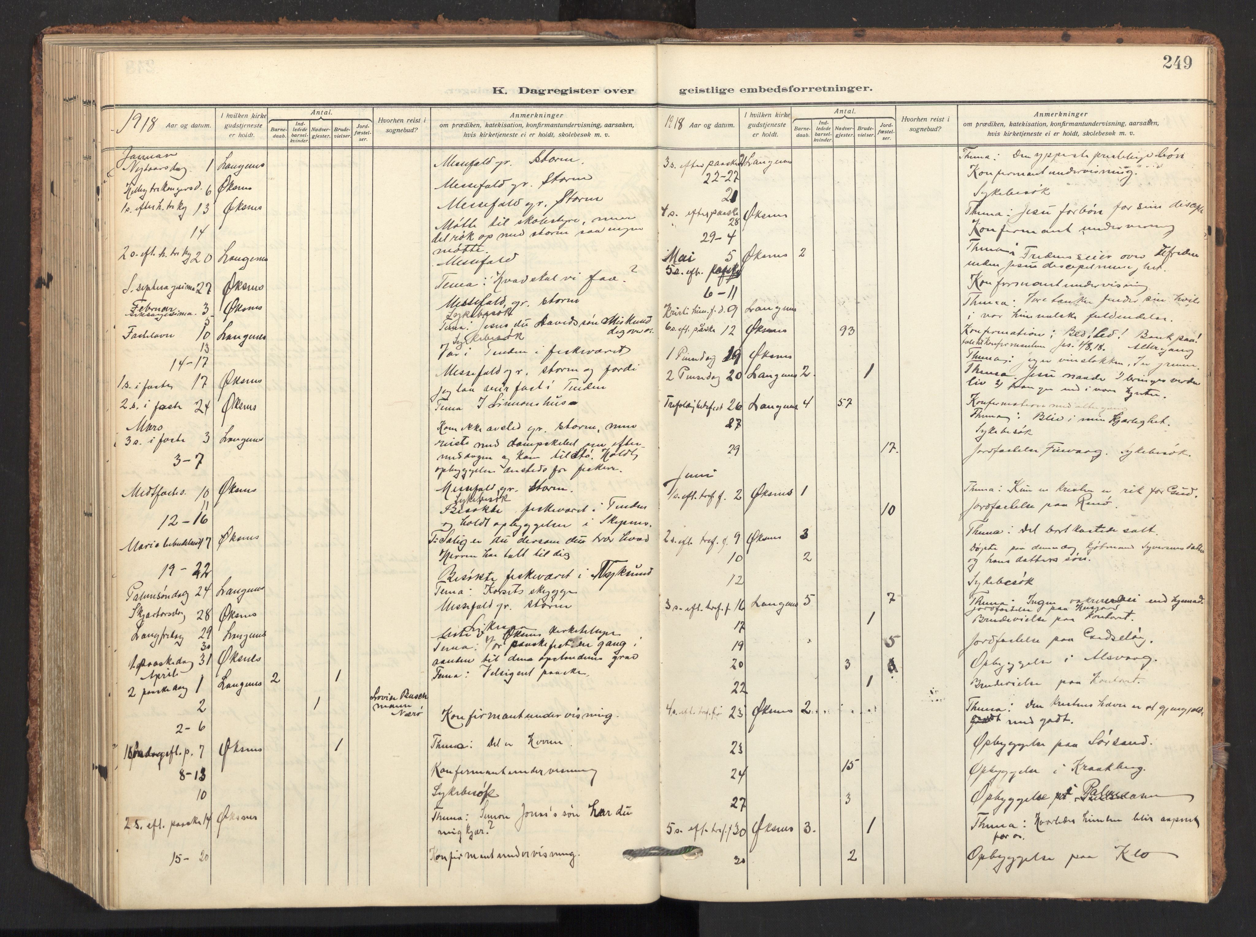 Ministerialprotokoller, klokkerbøker og fødselsregistre - Nordland, SAT/A-1459/893/L1343: Parish register (official) no. 893A15, 1914-1928, p. 249