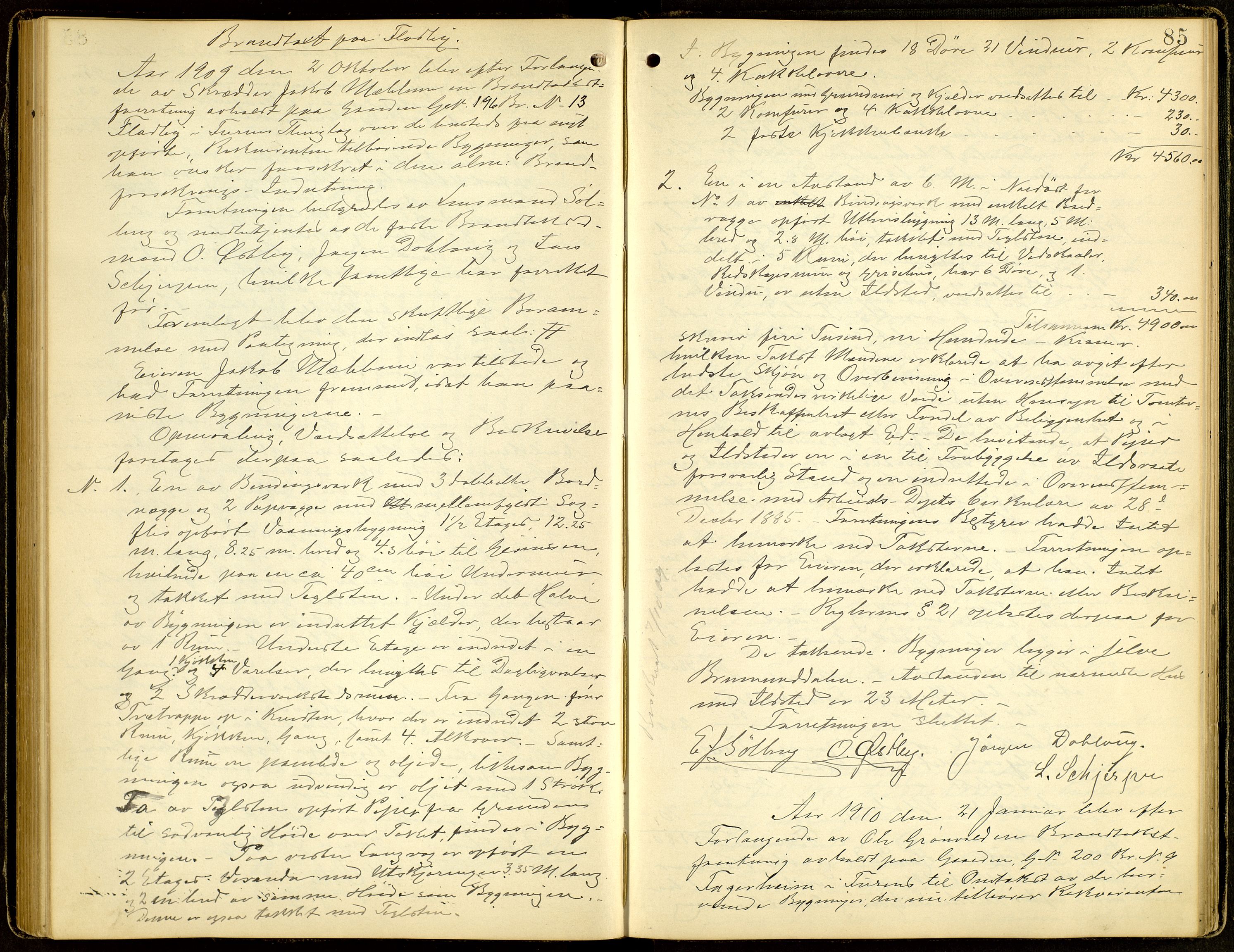 Norges Brannkasse, Furnes, AV/SAH-NBRANF-004/F/L0001: Branntakstprotokoll, 1895-1916, p. 84b-85a