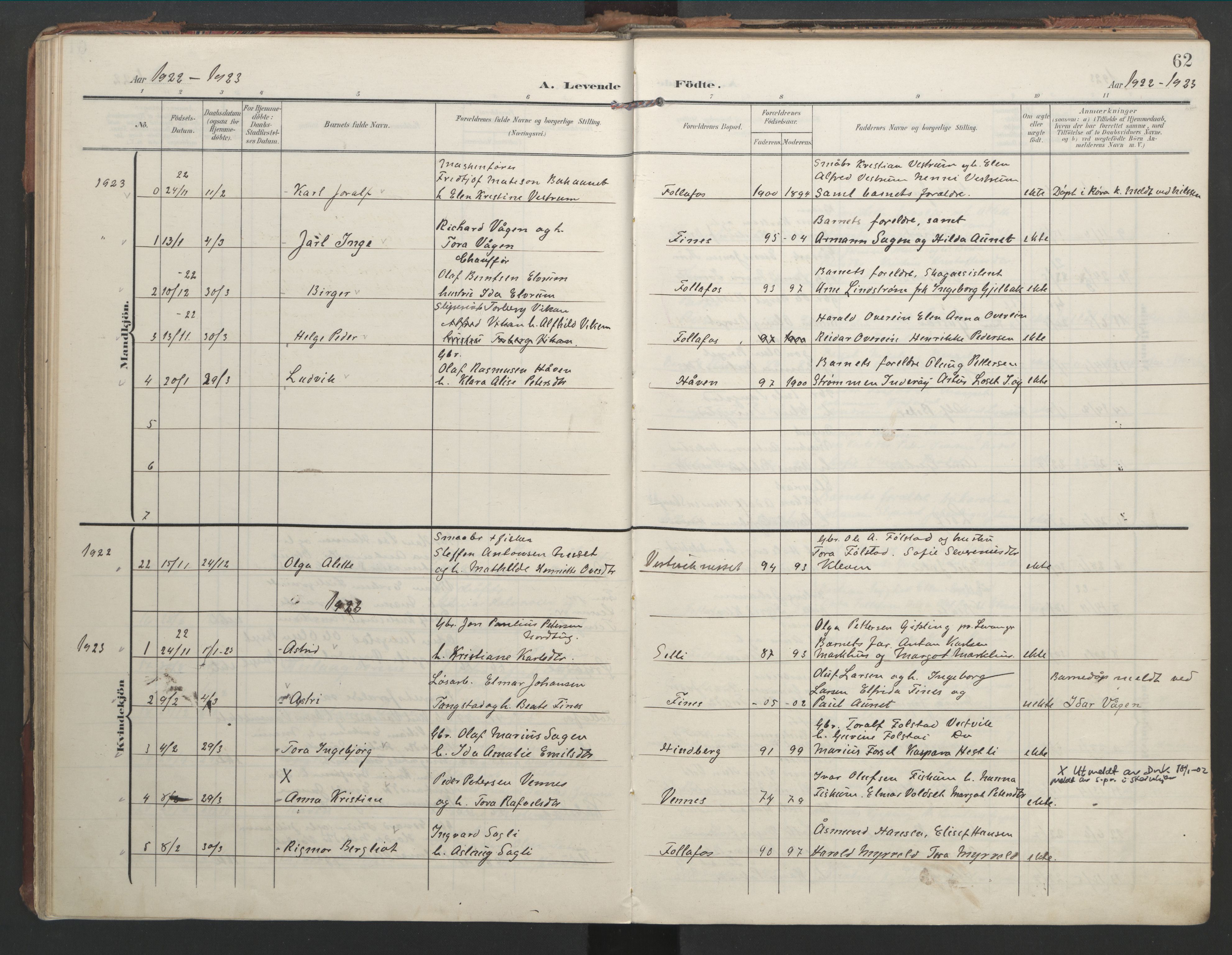 Ministerialprotokoller, klokkerbøker og fødselsregistre - Nord-Trøndelag, SAT/A-1458/744/L0421: Parish register (official) no. 744A05, 1905-1930, p. 62
