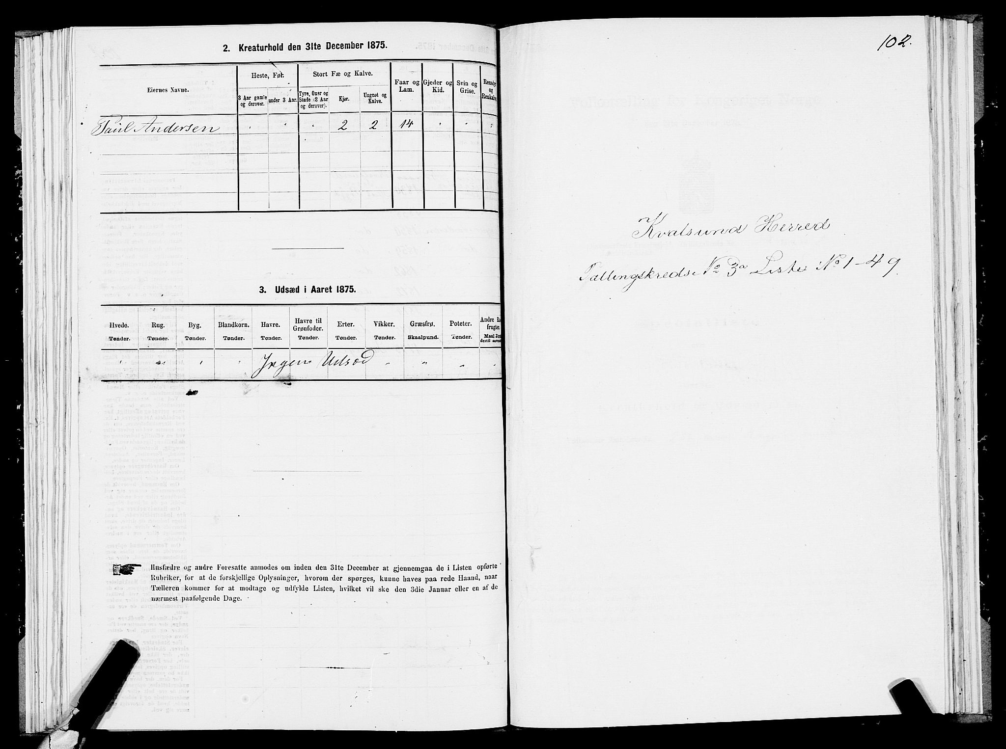 SATØ, 1875 census for 2016L Hammerfest/Hammerfest og Kvalsund, 1875, p. 2102