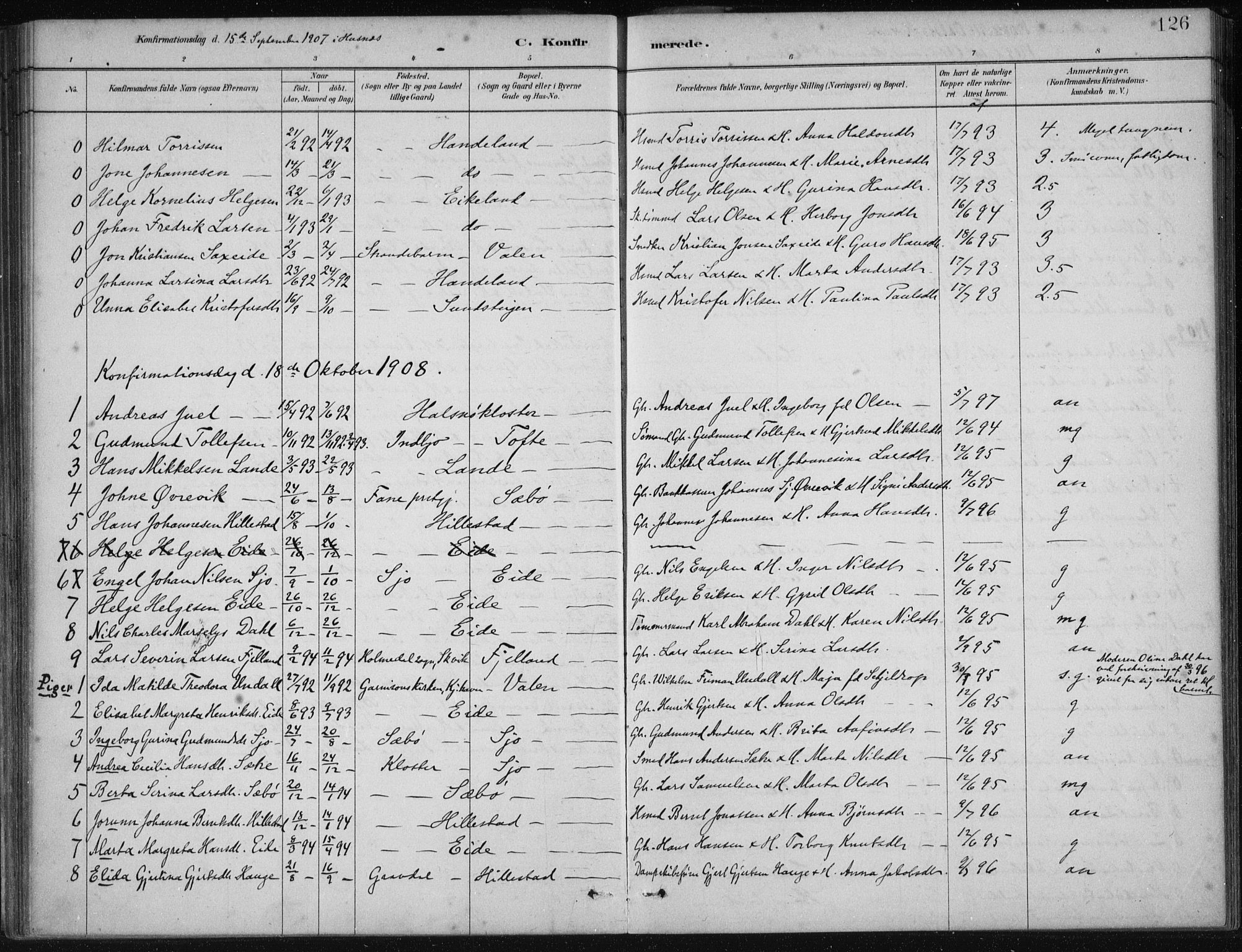 Fjelberg sokneprestembete, SAB/A-75201/H/Haa: Parish register (official) no. C  1, 1879-1918, p. 126
