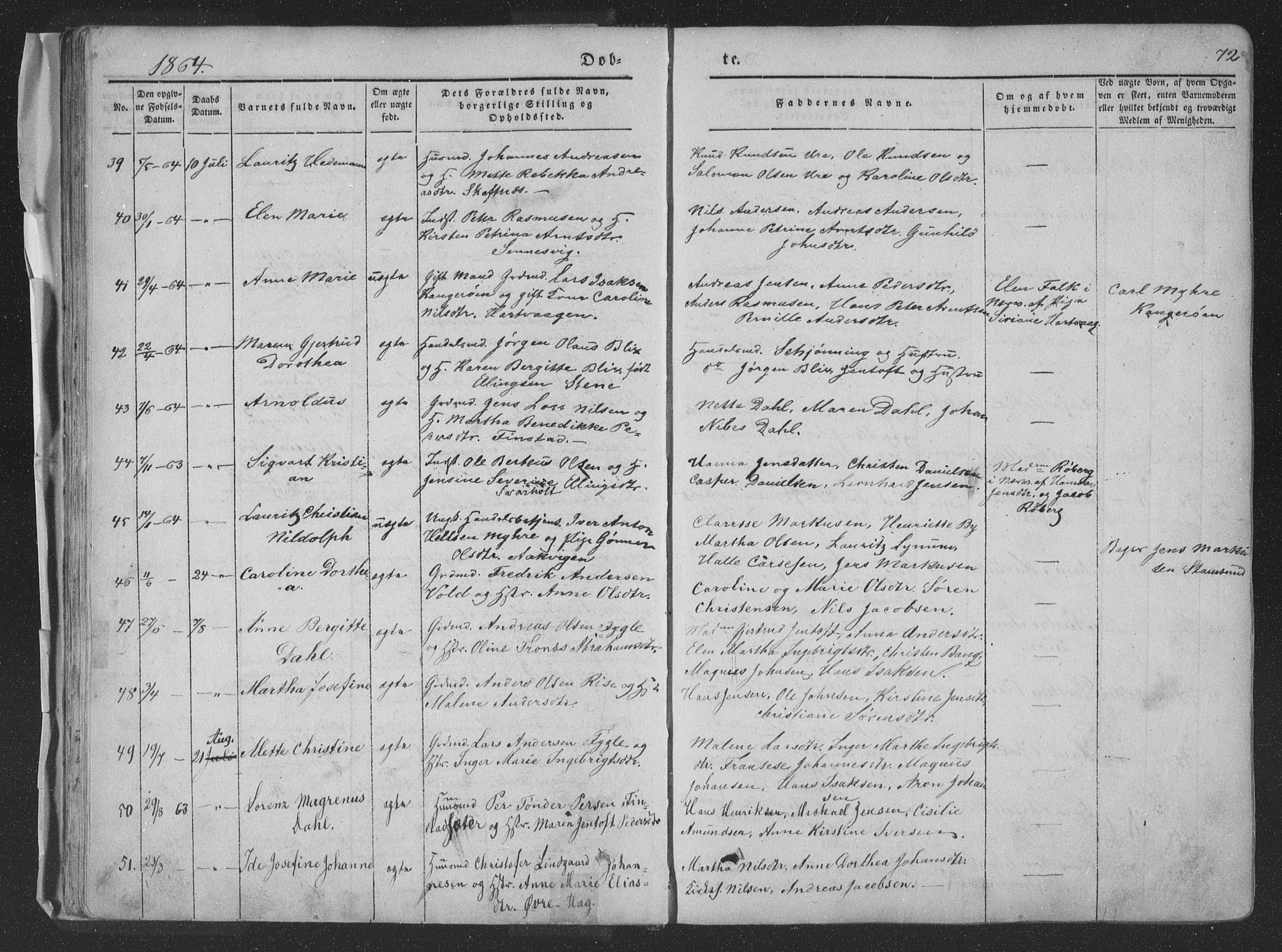 Ministerialprotokoller, klokkerbøker og fødselsregistre - Nordland, AV/SAT-A-1459/881/L1165: Parish register (copy) no. 881C02, 1854-1876, p. 72