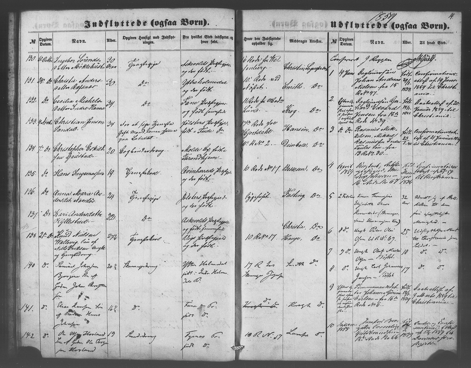 Domkirken sokneprestembete, SAB/A-74801/H/Haa/L0048: Parish register (official) no. F 3, 1858-1874, p. 14