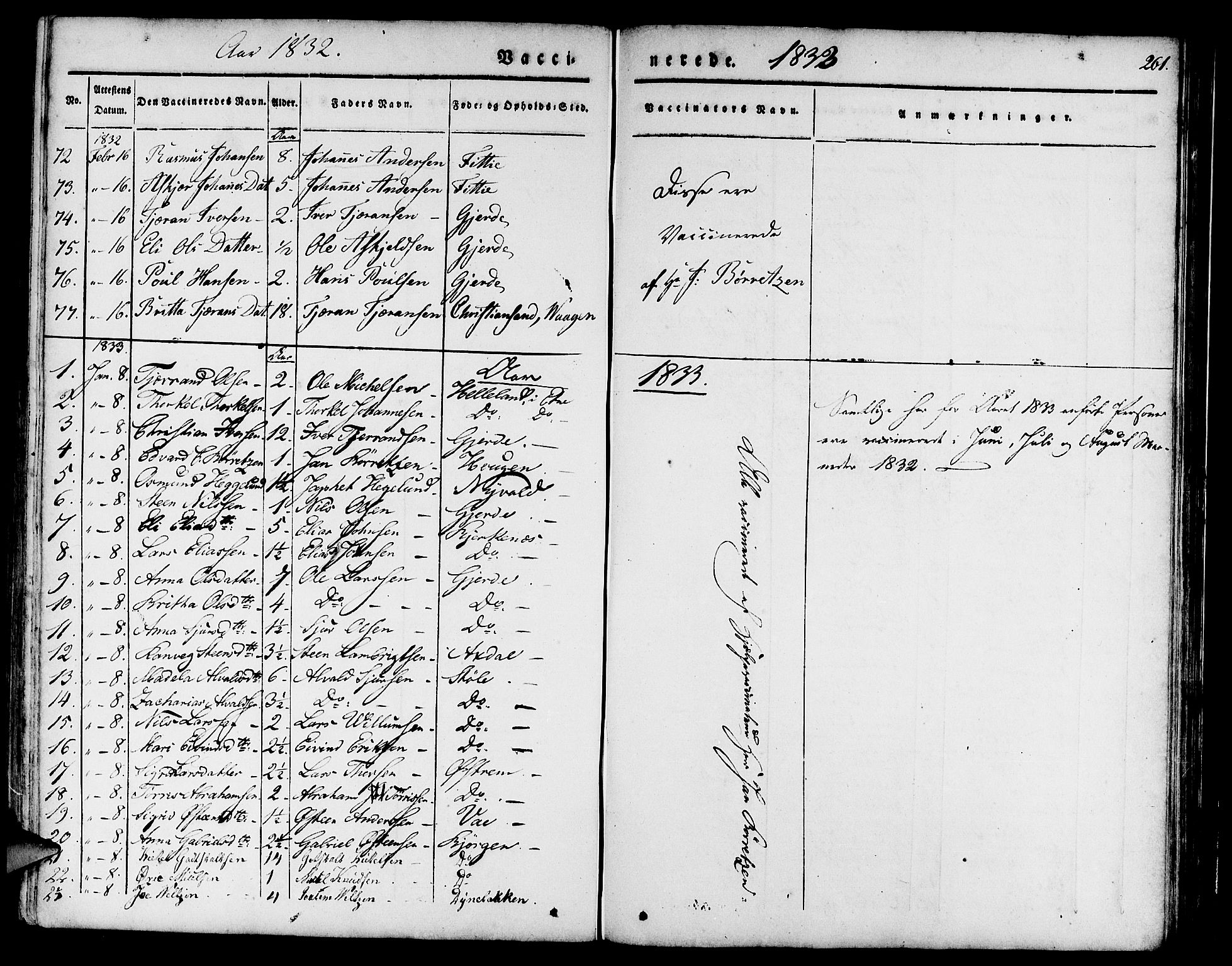 Etne sokneprestembete, SAB/A-75001/H/Haa: Parish register (official) no. A 7, 1831-1847, p. 261