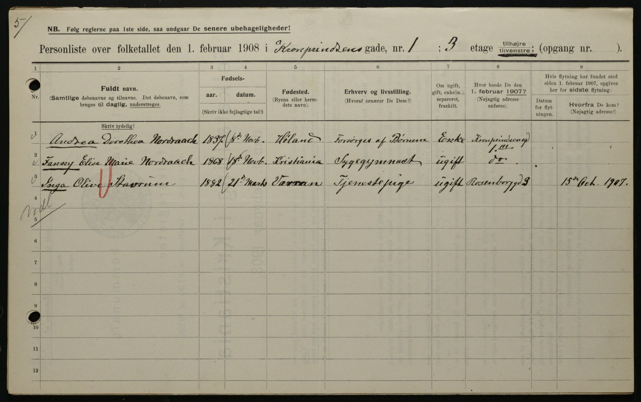 OBA, Municipal Census 1908 for Kristiania, 1908, p. 48819