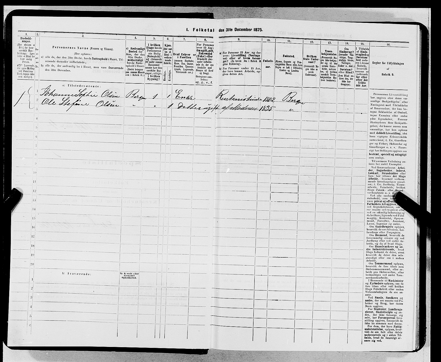 SAB, 1875 census for 1301 Bergen, 1875, p. 5925