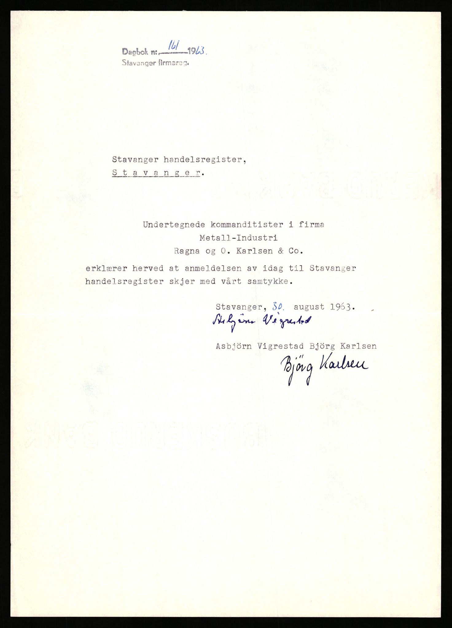 Stavanger byfogd, SAST/A-101408/002/J/Jd/Jde/L0003: Registreringsmeldinger og bilag. Enkeltmannsforetak, 751-1000, 1928-1976, p. 306