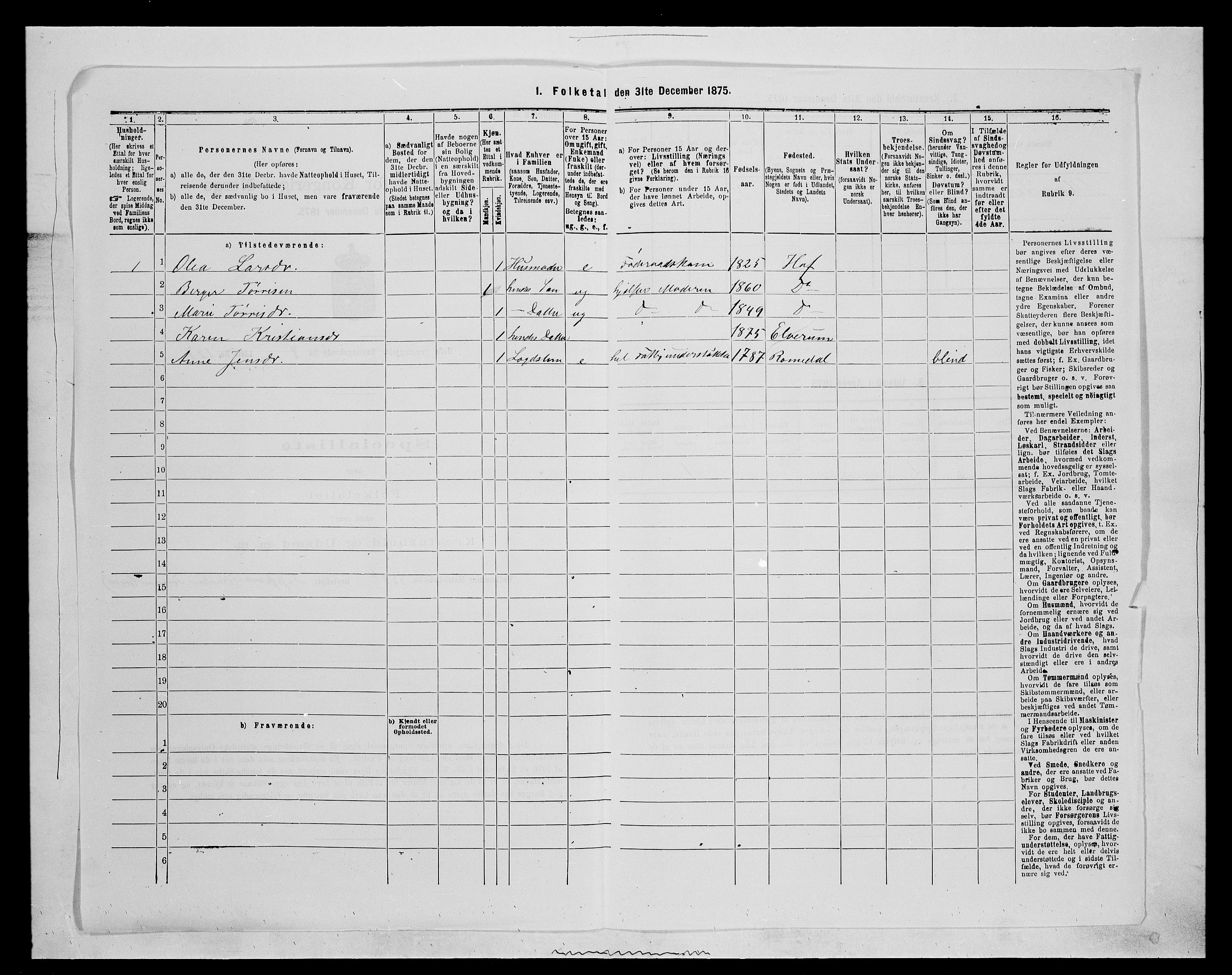 SAH, 1875 census for 0424P Hof, 1875, p. 939