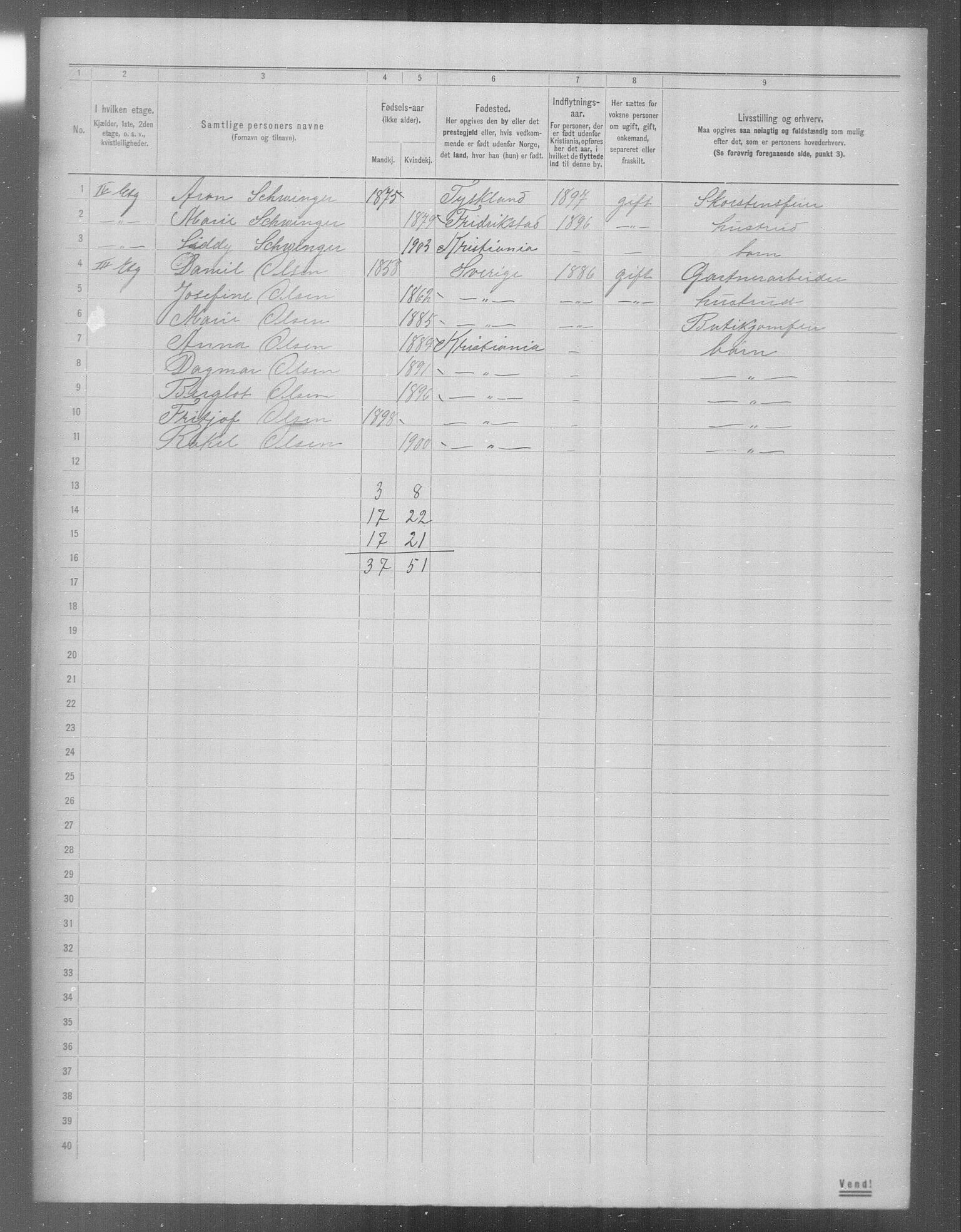 OBA, Municipal Census 1904 for Kristiania, 1904, p. 23498