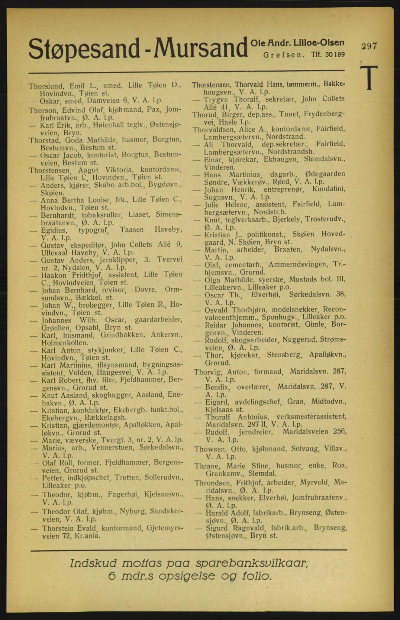 Aker adressebok/adressekalender, PUBL/001/A/002: Akers adressekalender, 1922, p. 297