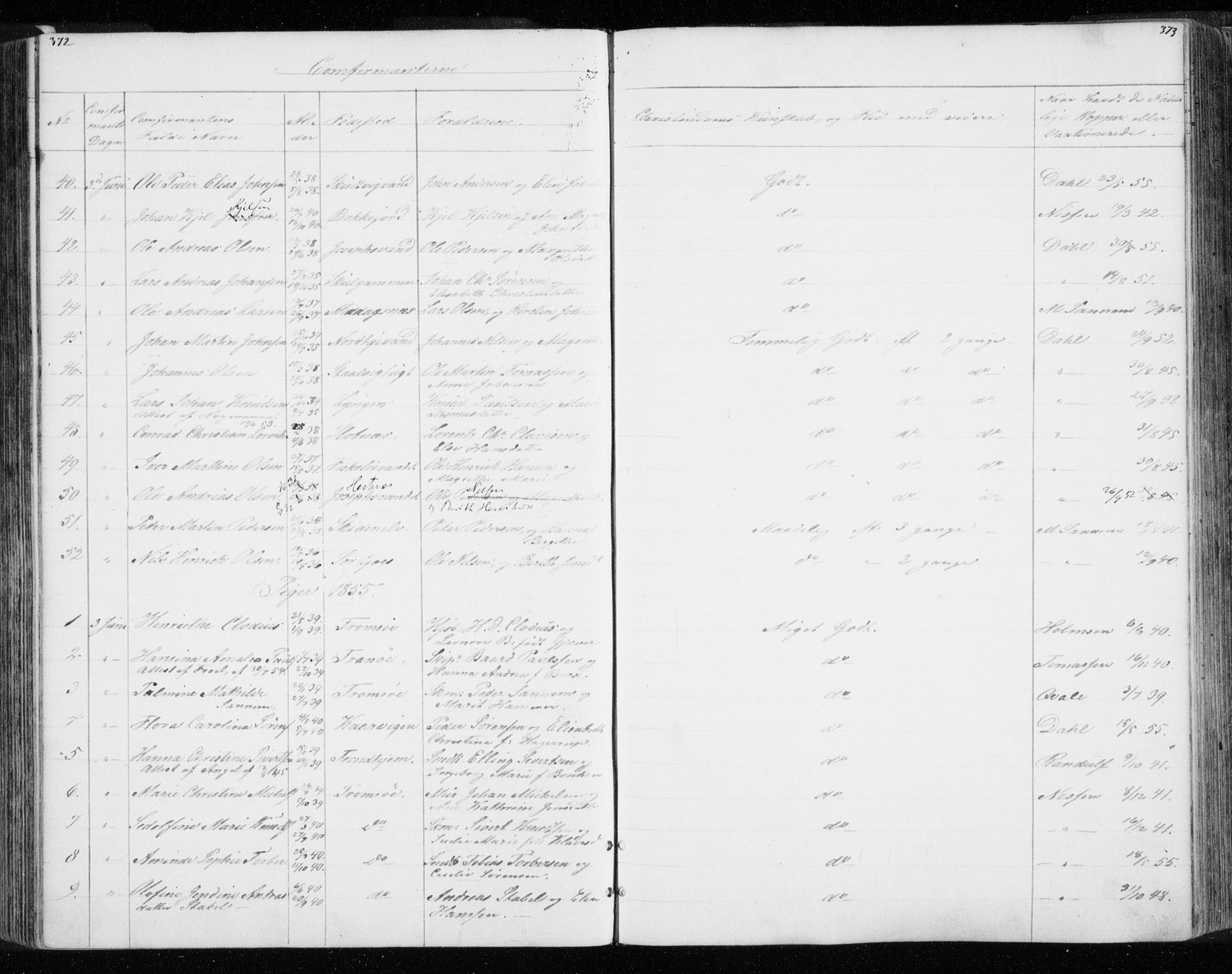 Tromsø sokneprestkontor/stiftsprosti/domprosti, SATØ/S-1343/G/Gb/L0005klokker: Parish register (copy) no. 5, 1846-1857, p. 372-373