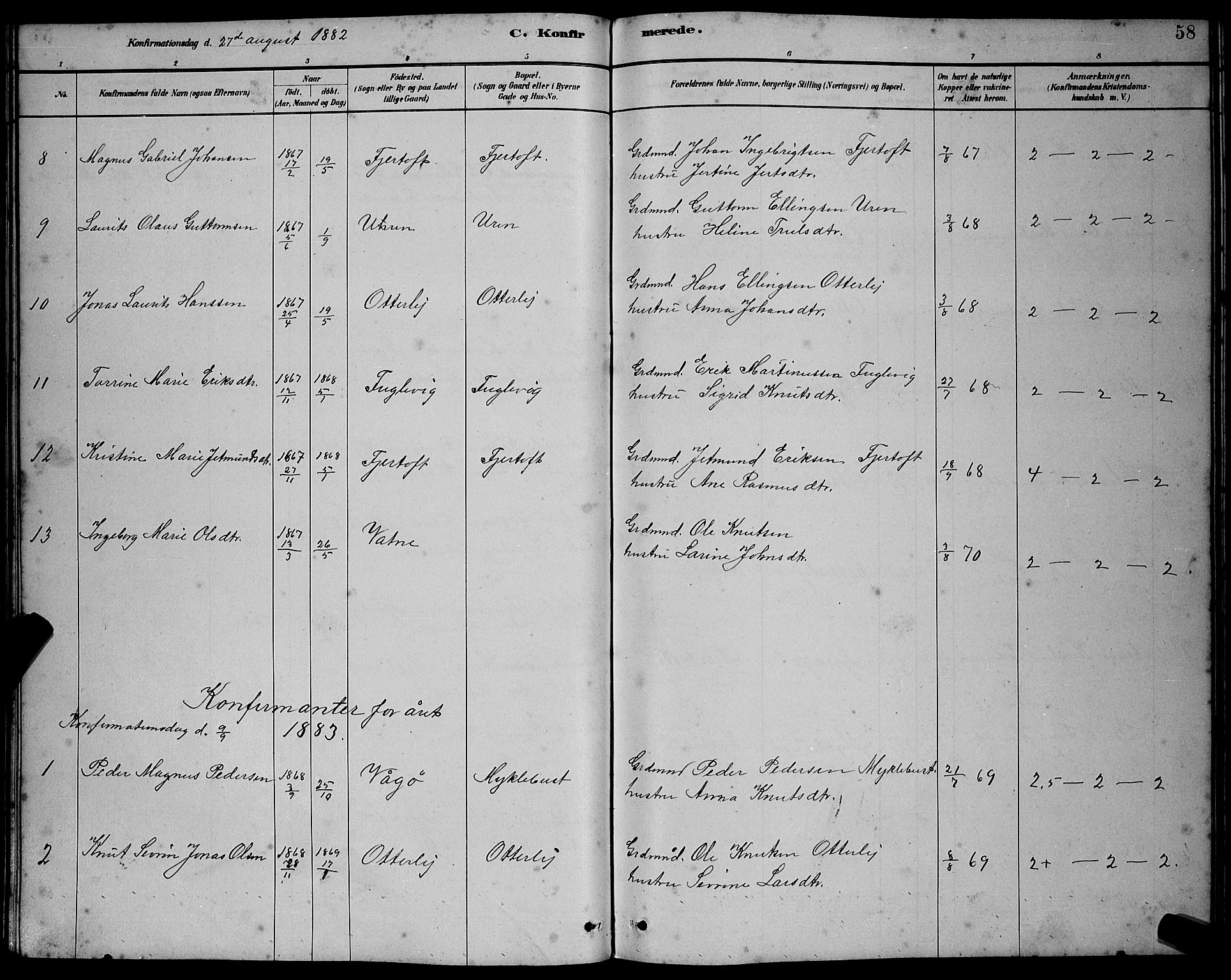 Ministerialprotokoller, klokkerbøker og fødselsregistre - Møre og Romsdal, SAT/A-1454/538/L0523: Parish register (copy) no. 538C01, 1881-1900, p. 58