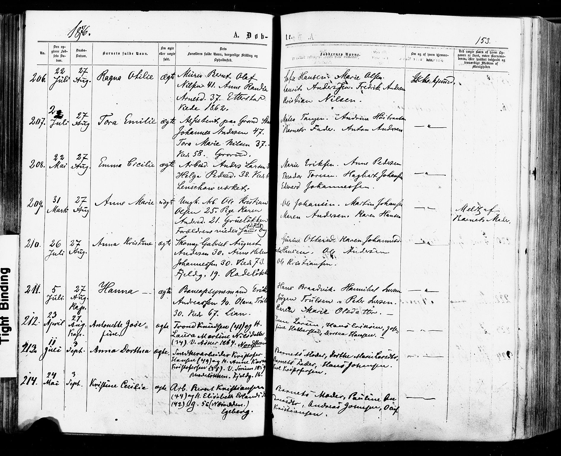 Østre Aker prestekontor Kirkebøker, AV/SAO-A-10840/F/Fa/L0004: Parish register (official) no. I 4, 1876-1889, p. 153