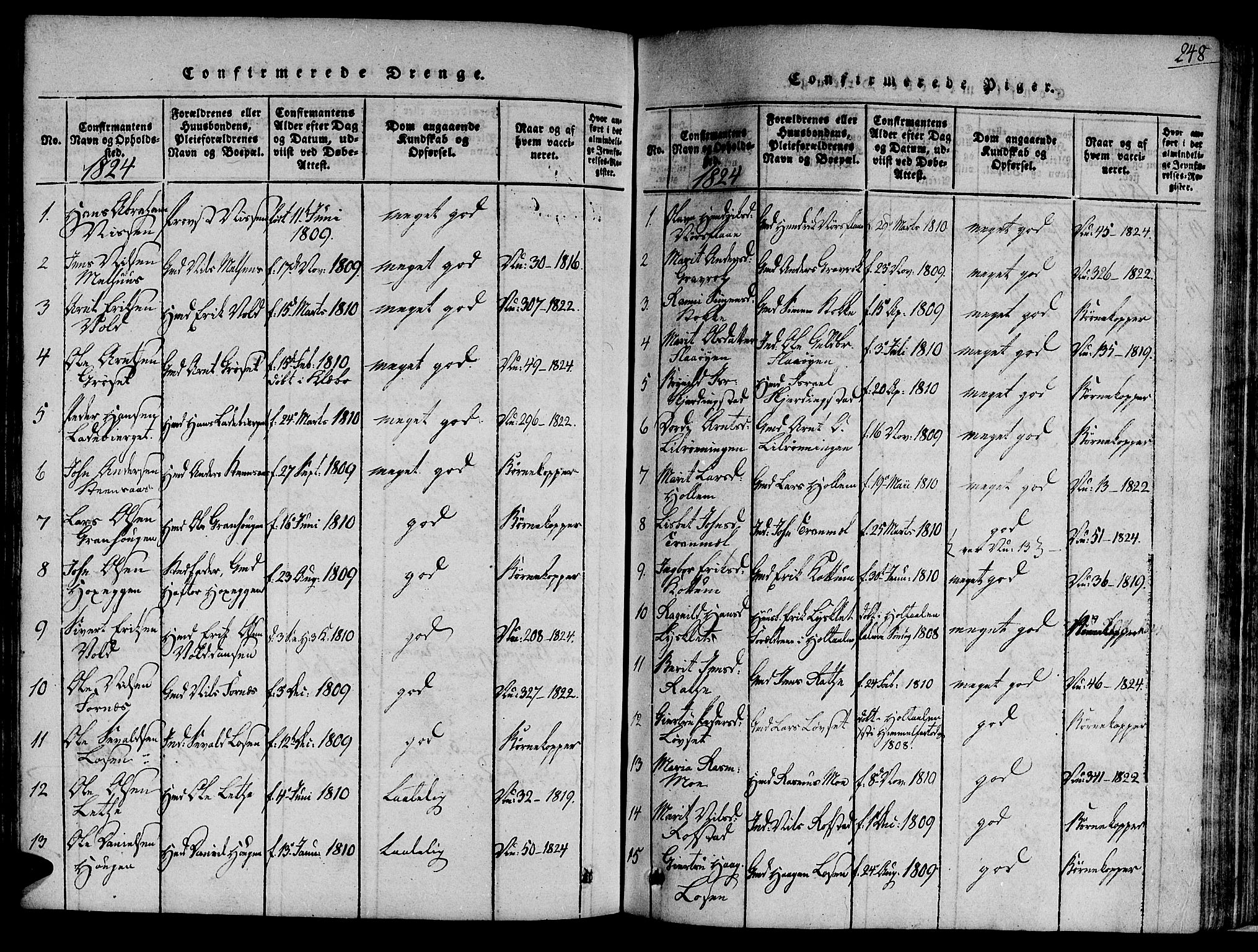 Ministerialprotokoller, klokkerbøker og fødselsregistre - Sør-Trøndelag, SAT/A-1456/691/L1065: Parish register (official) no. 691A03 /1, 1816-1826, p. 248