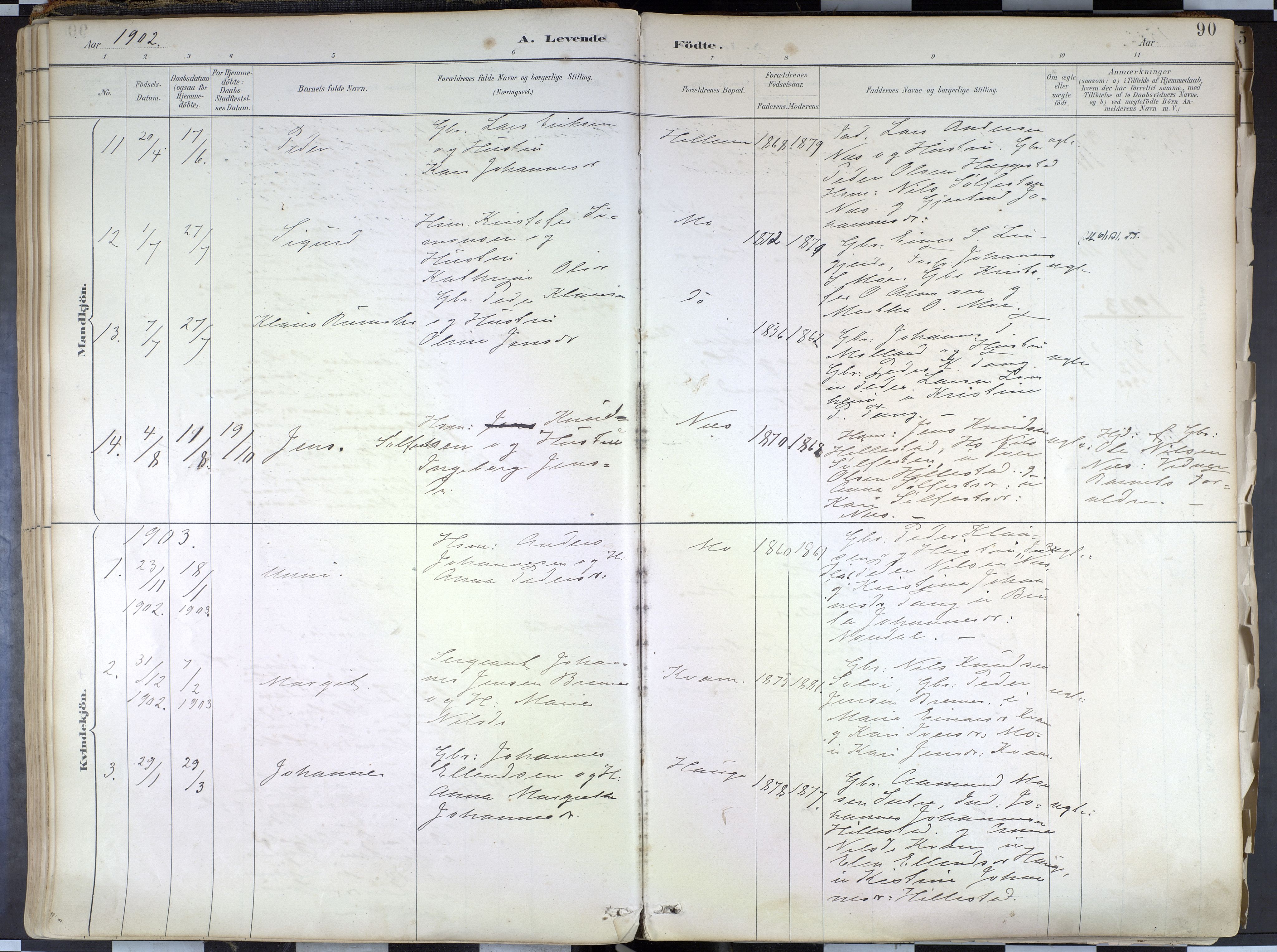 Hafslo sokneprestembete, SAB/A-80301/H/Haa/Haab/L0001: Parish register (official) no. B 1, 1886-1945, p. 90