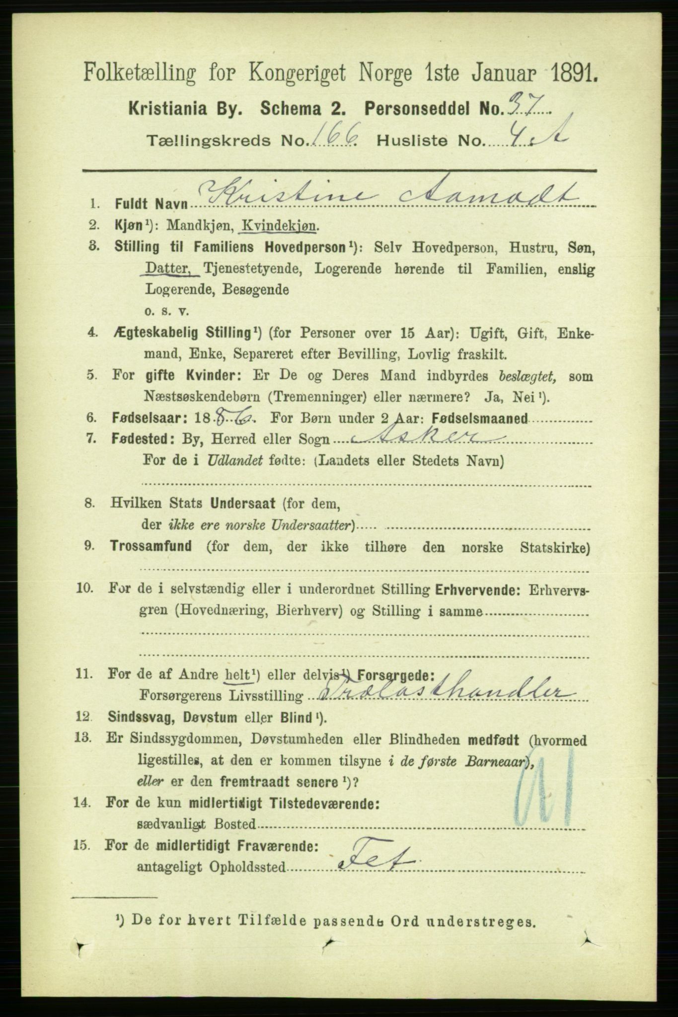 RA, 1891 census for 0301 Kristiania, 1891, p. 96489