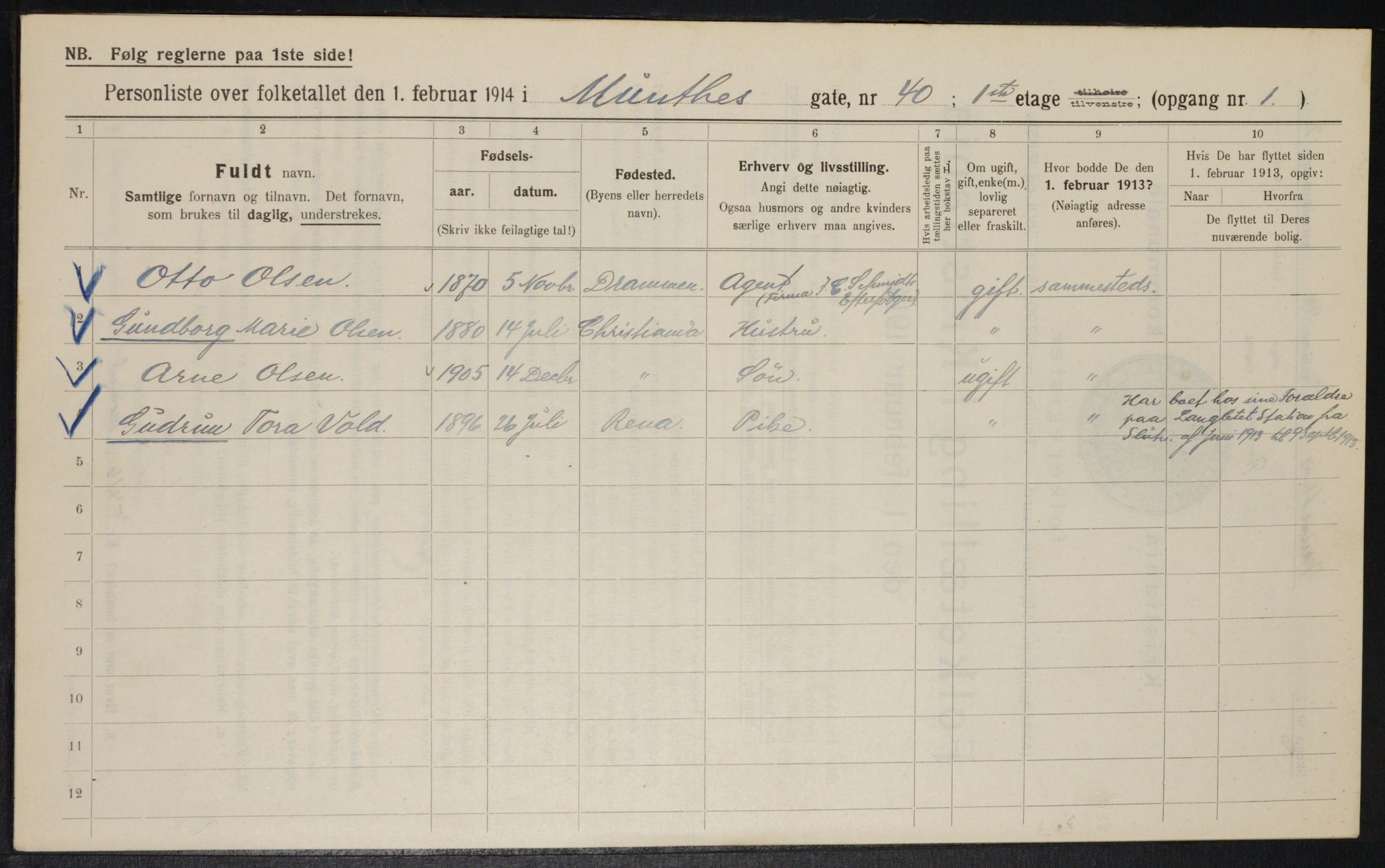 OBA, Municipal Census 1914 for Kristiania, 1914, p. 68160