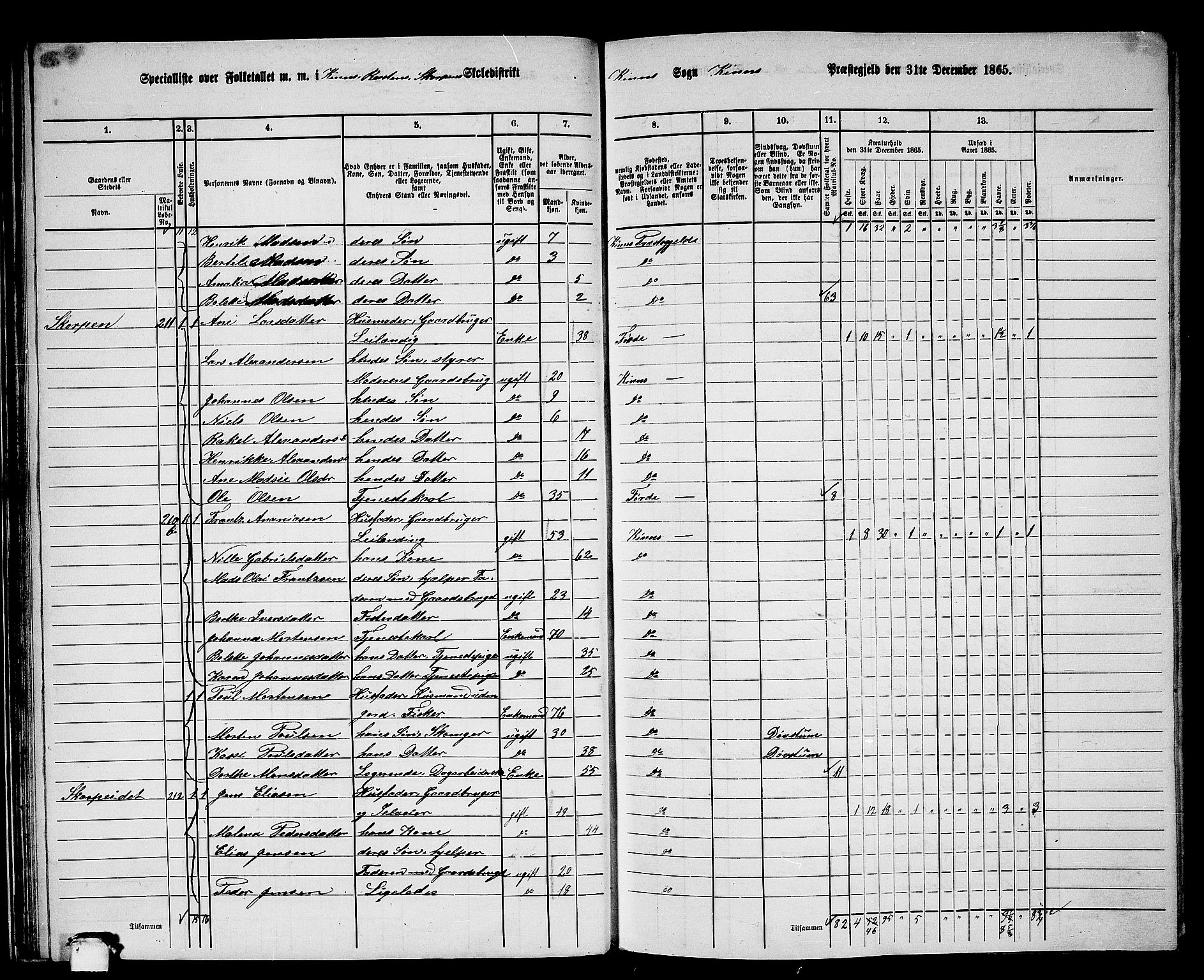 RA, 1865 census for Kinn, 1865, p. 38