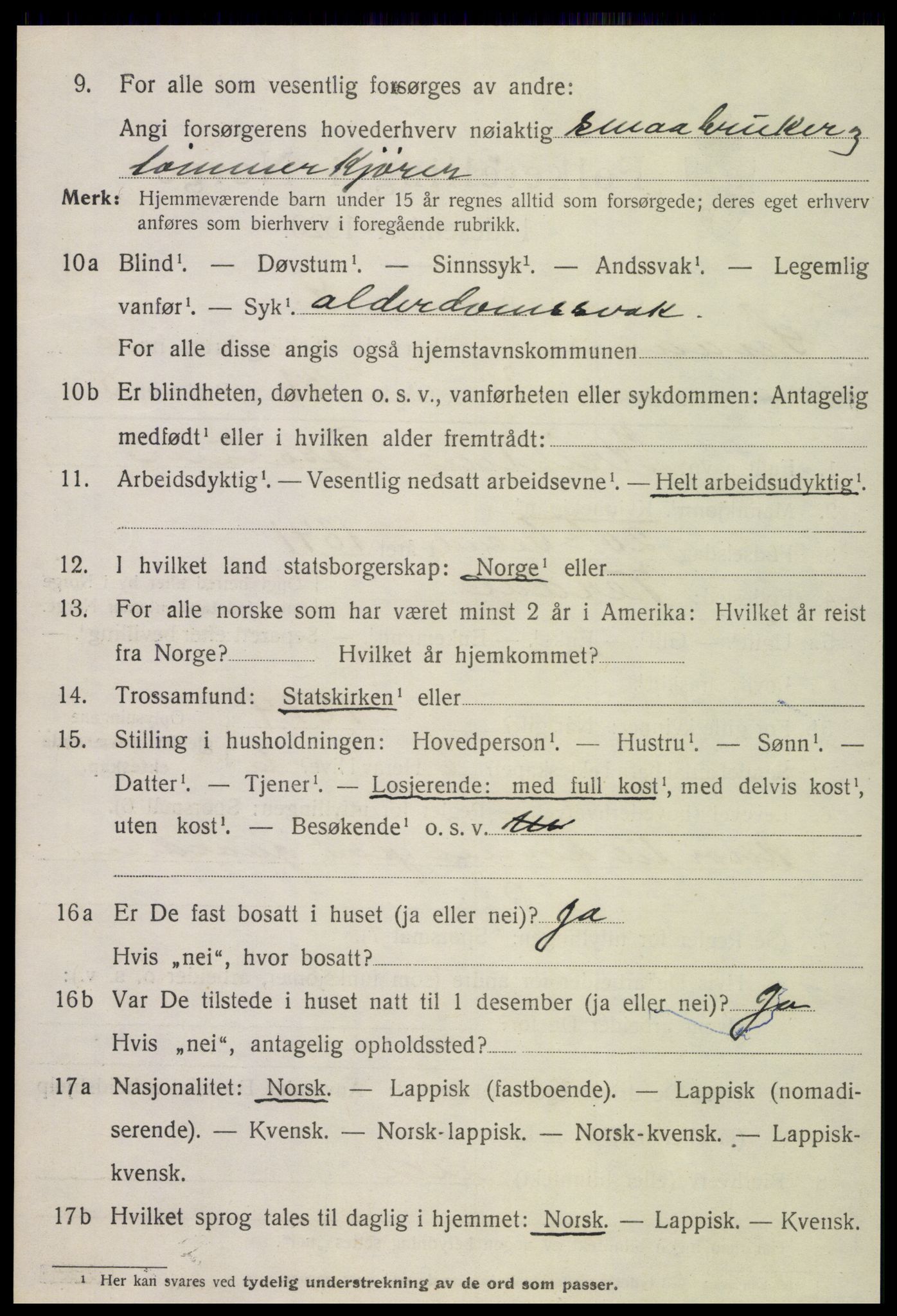 SAT, 1920 census for Snåsa, 1920, p. 2909