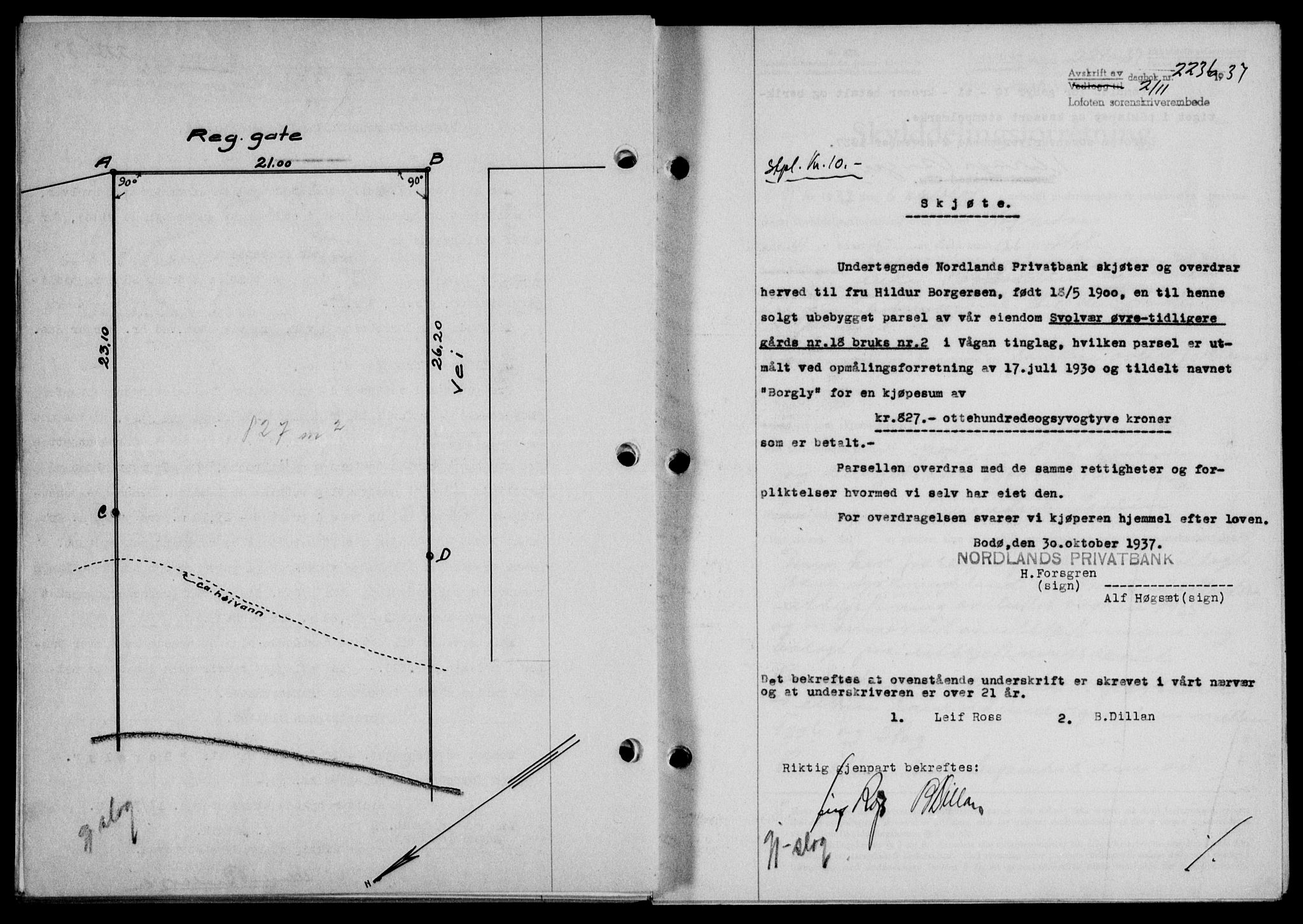 Lofoten sorenskriveri, SAT/A-0017/1/2/2C/L0003a: Mortgage book no. 3a, 1937-1938, Diary no: : 2236/1937