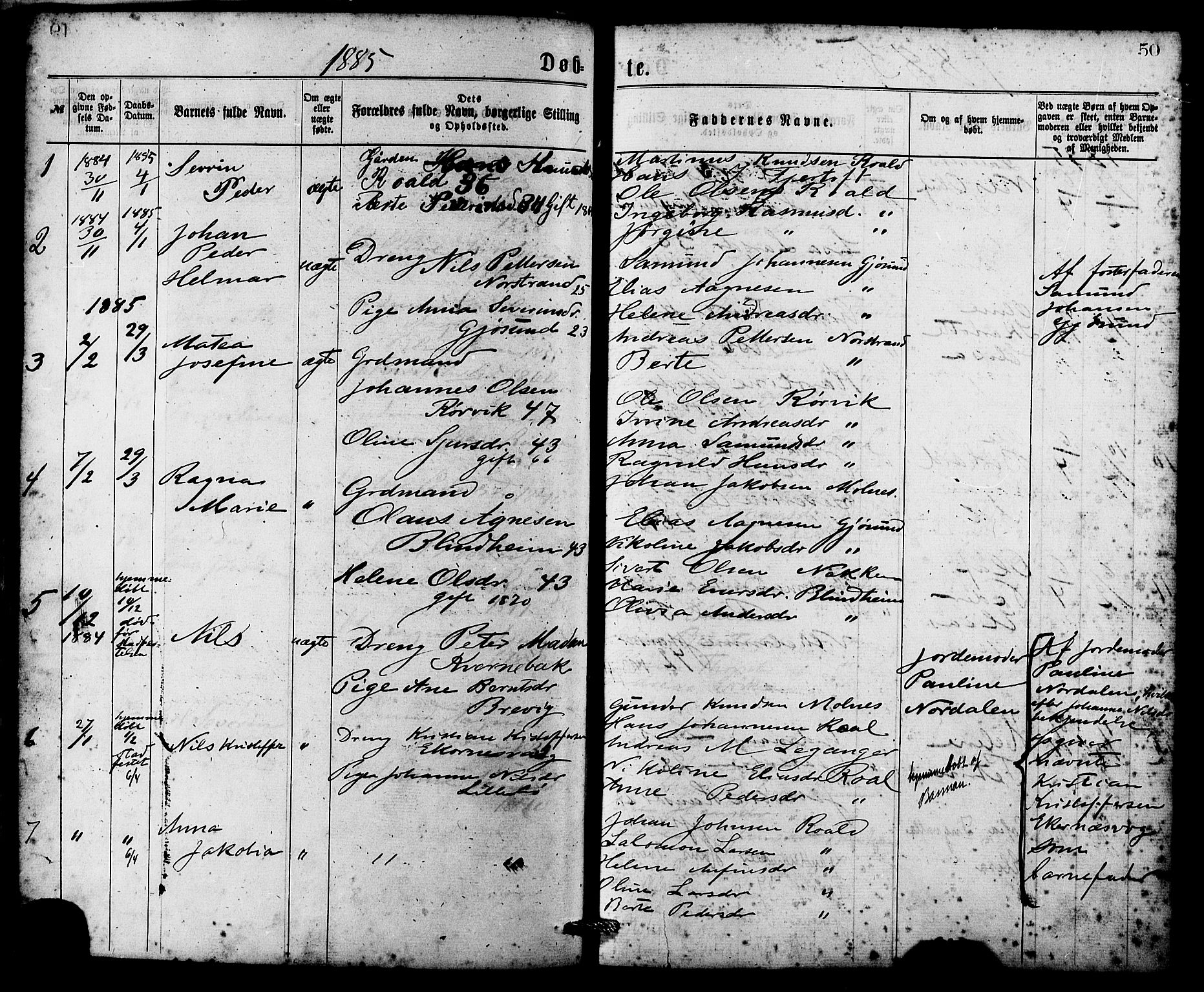 Ministerialprotokoller, klokkerbøker og fødselsregistre - Møre og Romsdal, SAT/A-1454/537/L0519: Parish register (official) no. 537A03, 1876-1889, p. 50