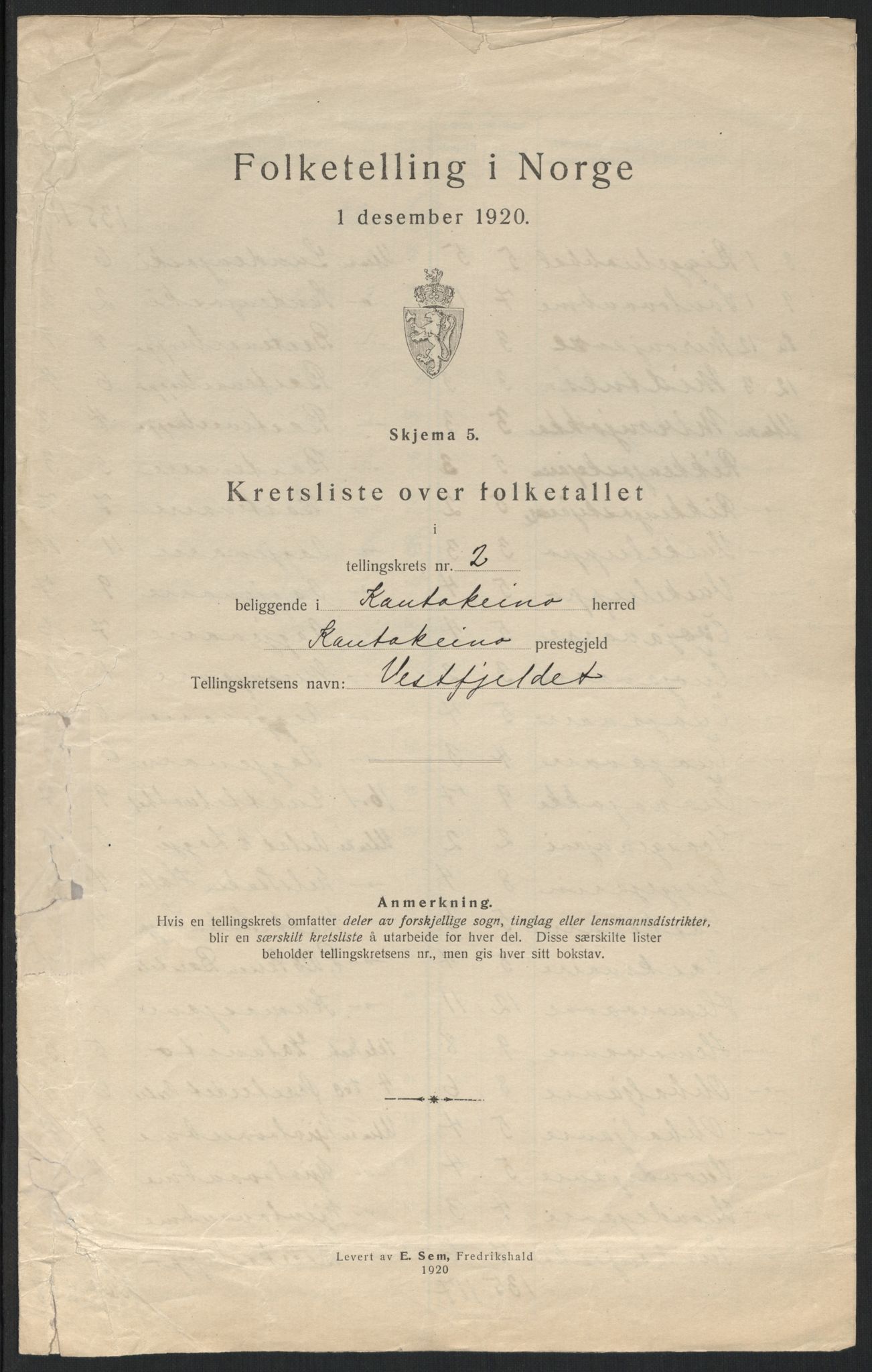 SATØ, 1920 census for Kautokeino, 1920, p. 9