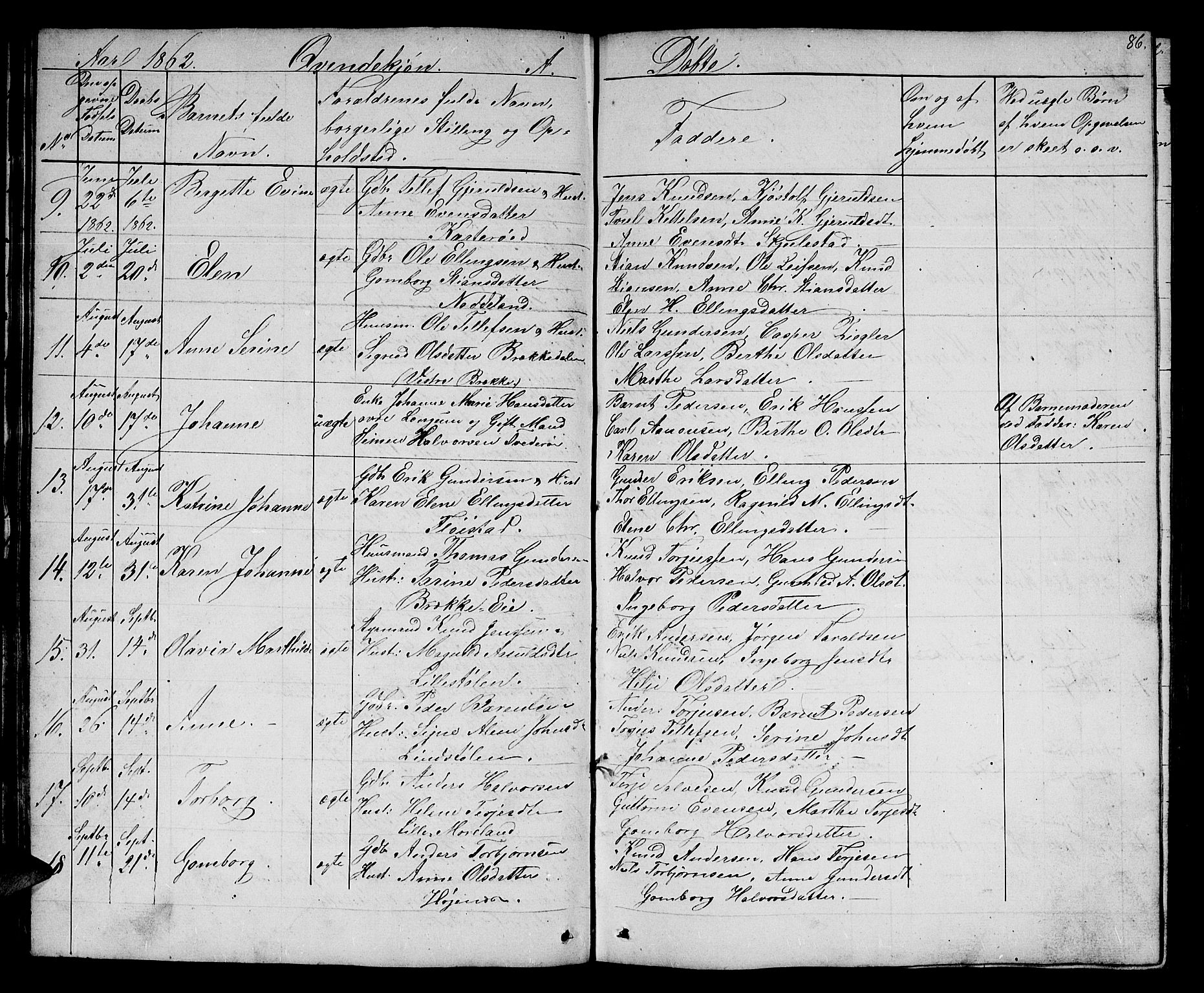 Austre Moland sokneprestkontor, AV/SAK-1111-0001/F/Fb/Fba/L0001: Parish register (copy) no. B 1, 1842-1868, p. 86