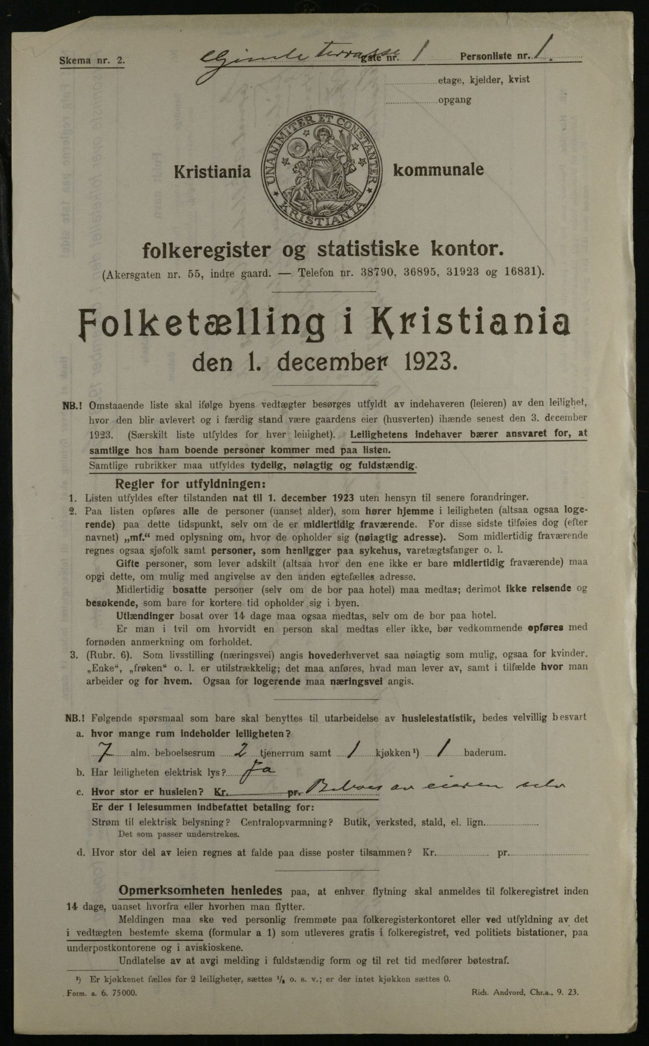 OBA, Municipal Census 1923 for Kristiania, 1923, p. 32988