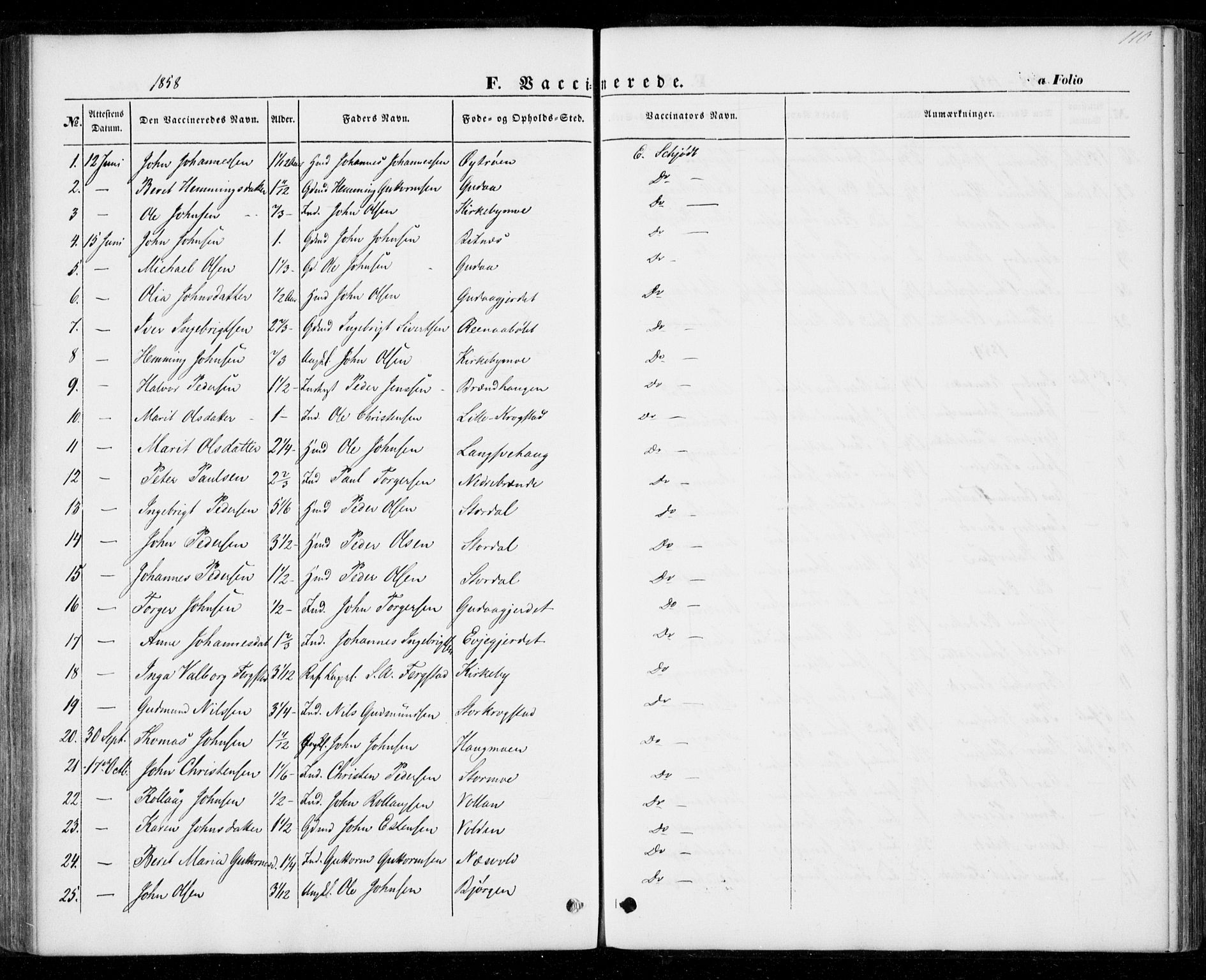 Ministerialprotokoller, klokkerbøker og fødselsregistre - Nord-Trøndelag, SAT/A-1458/706/L0040: Parish register (official) no. 706A01, 1850-1861, p. 110