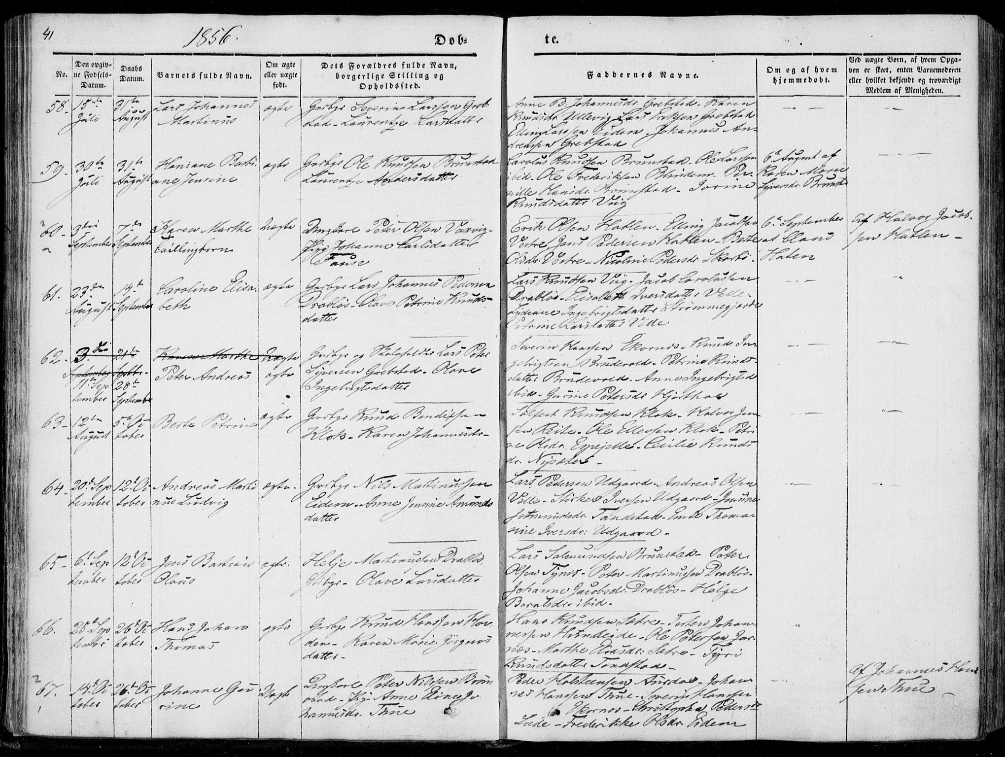 Ministerialprotokoller, klokkerbøker og fødselsregistre - Møre og Romsdal, AV/SAT-A-1454/522/L0313: Parish register (official) no. 522A08, 1852-1862, p. 41