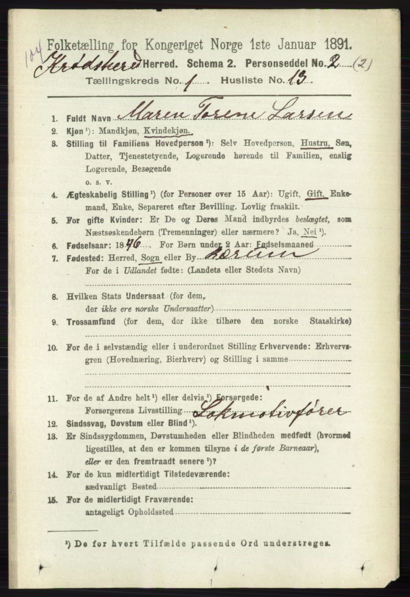 RA, 1891 census for 0621 Sigdal, 1891, p. 5061