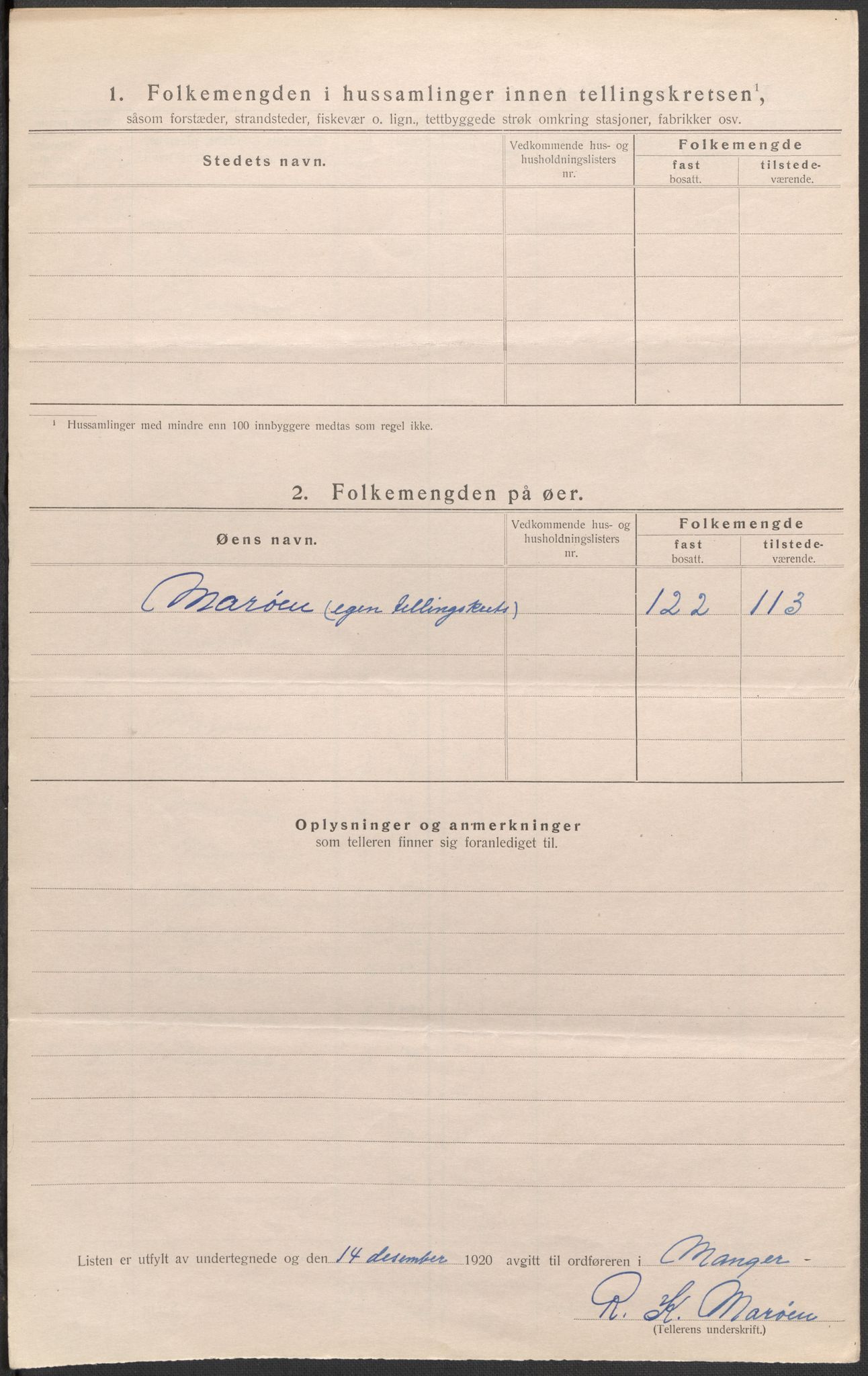 SAB, 1920 census for Manger, 1920, p. 16