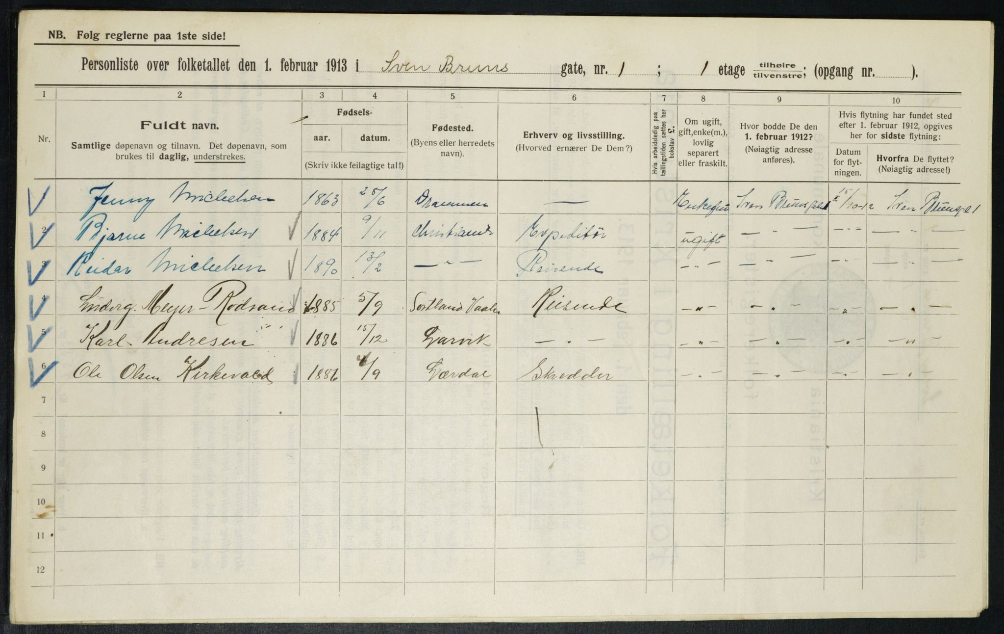 OBA, Municipal Census 1913 for Kristiania, 1913, p. 104846