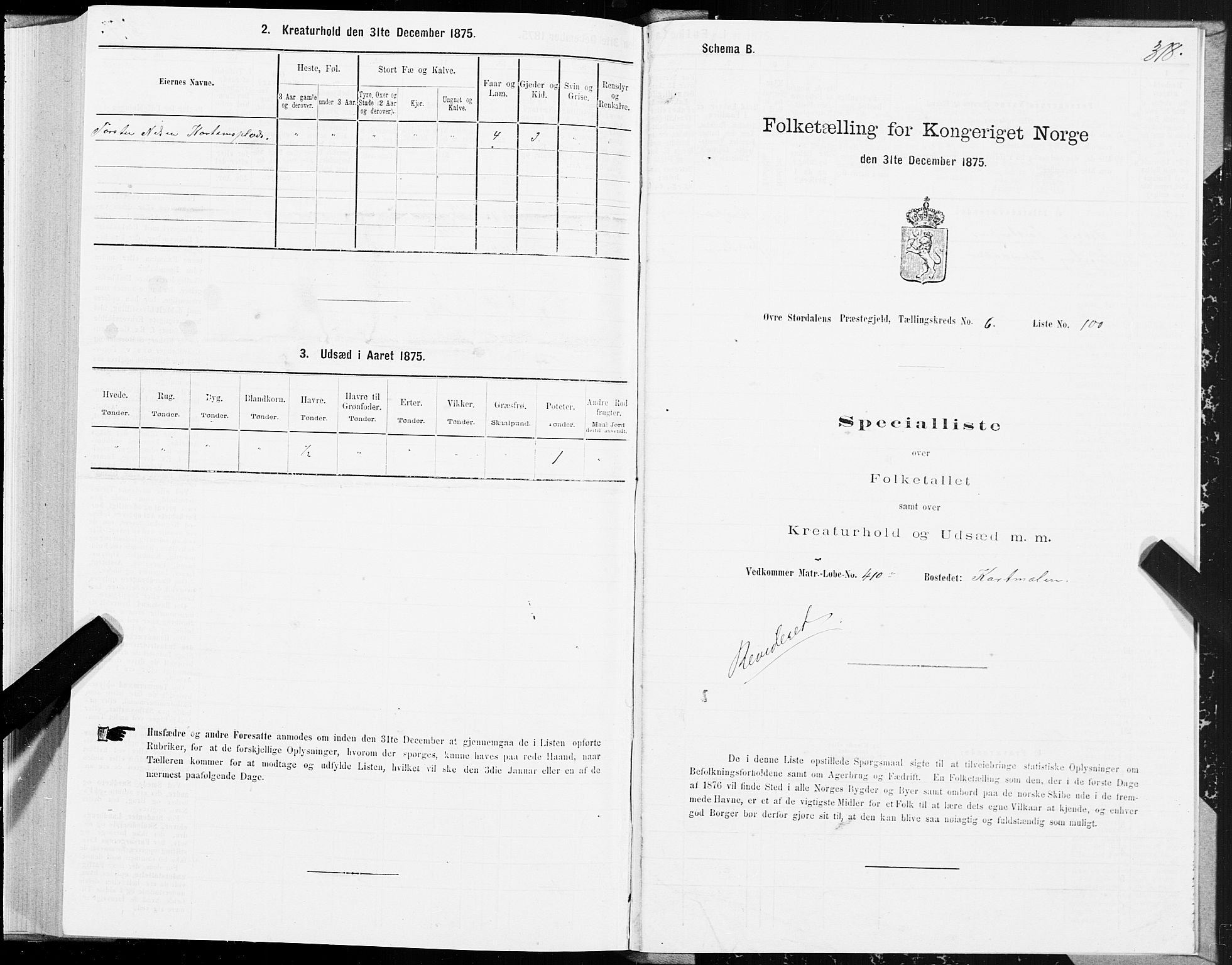 SAT, 1875 census for 1711P Øvre Stjørdal, 1875, p. 3318