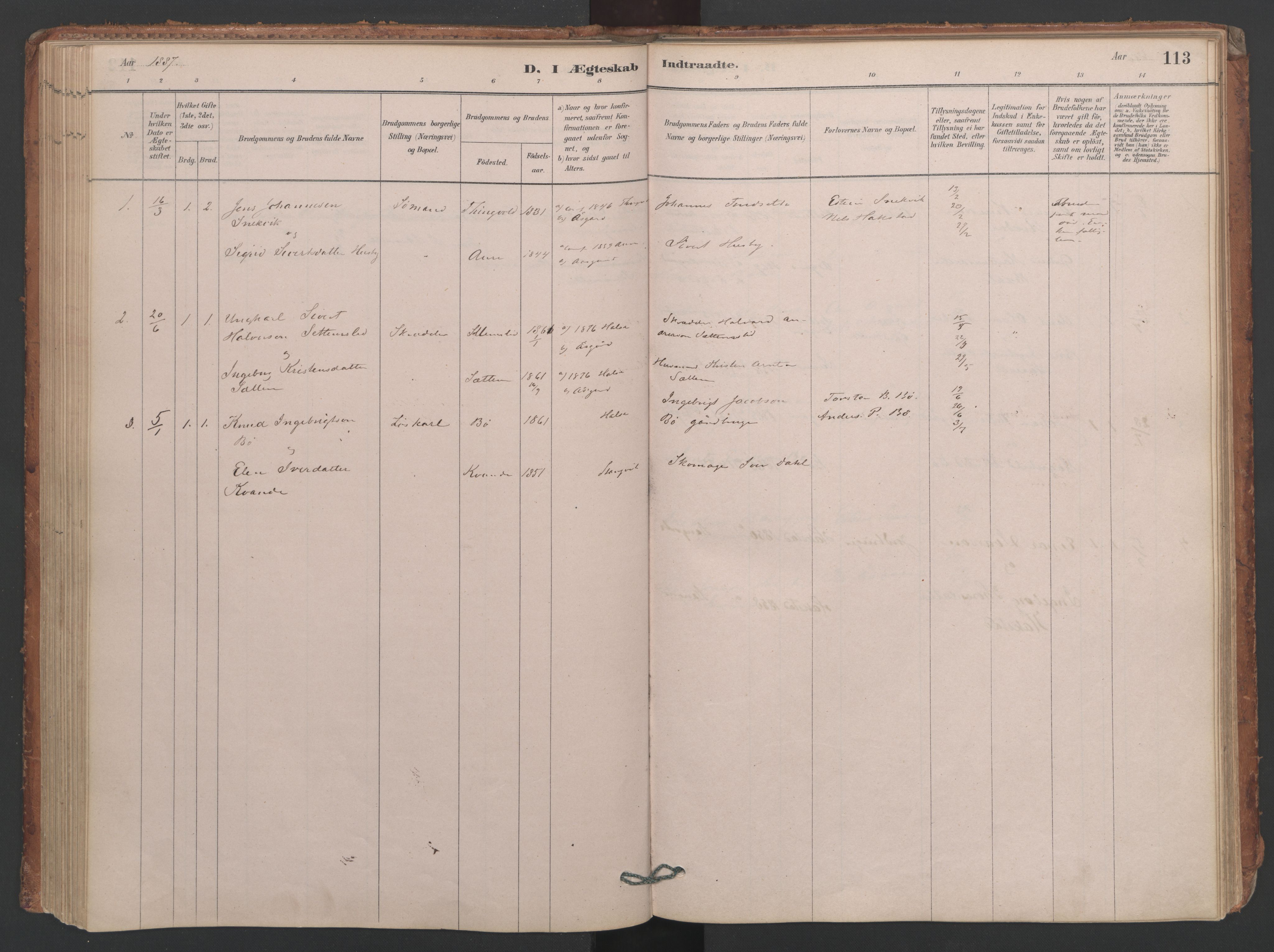 Ministerialprotokoller, klokkerbøker og fødselsregistre - Møre og Romsdal, AV/SAT-A-1454/594/L1036: Parish register (official) no. 594A02 (?), 1879-1910, p. 113