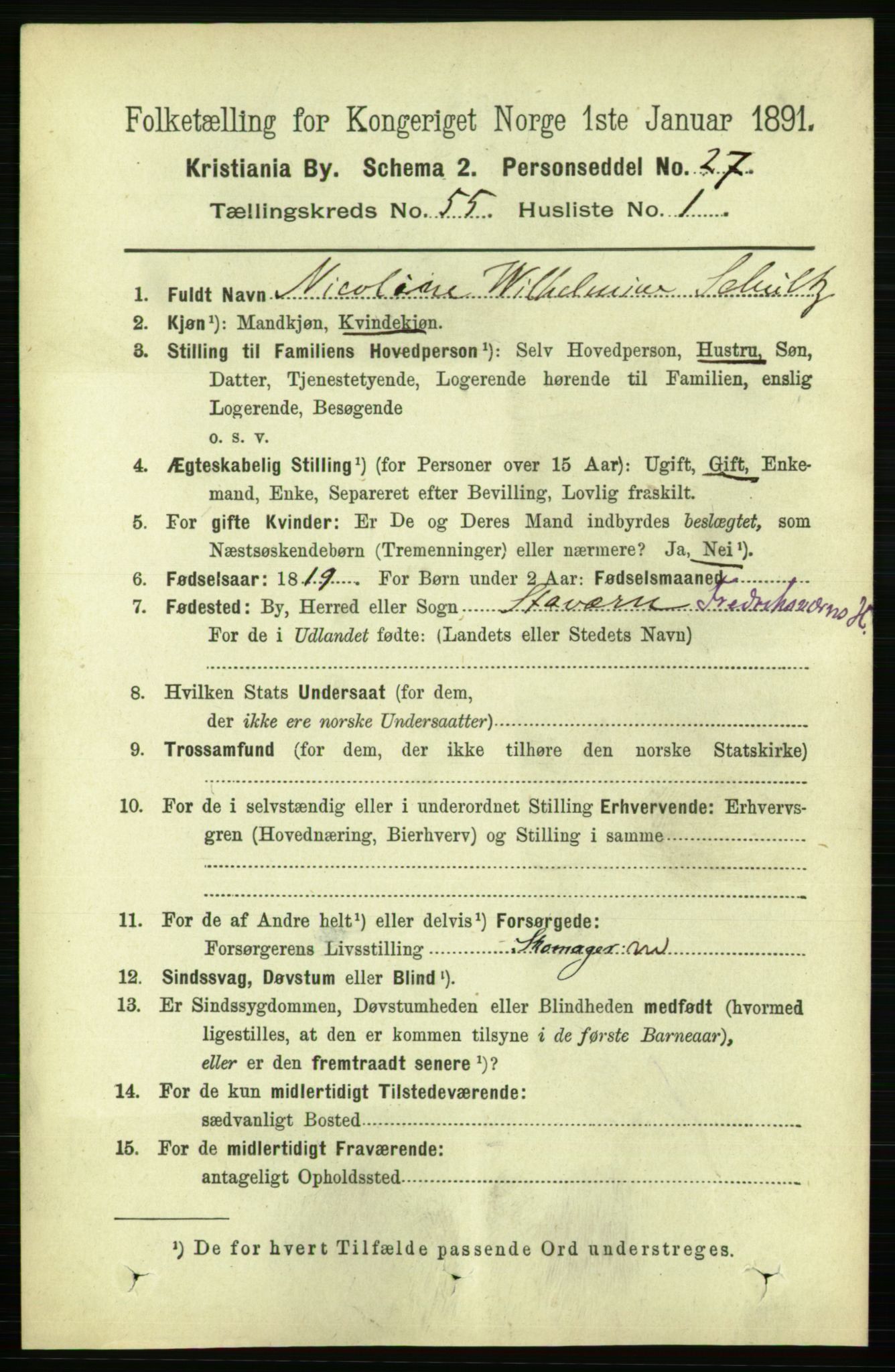 RA, 1891 census for 0301 Kristiania, 1891, p. 30103