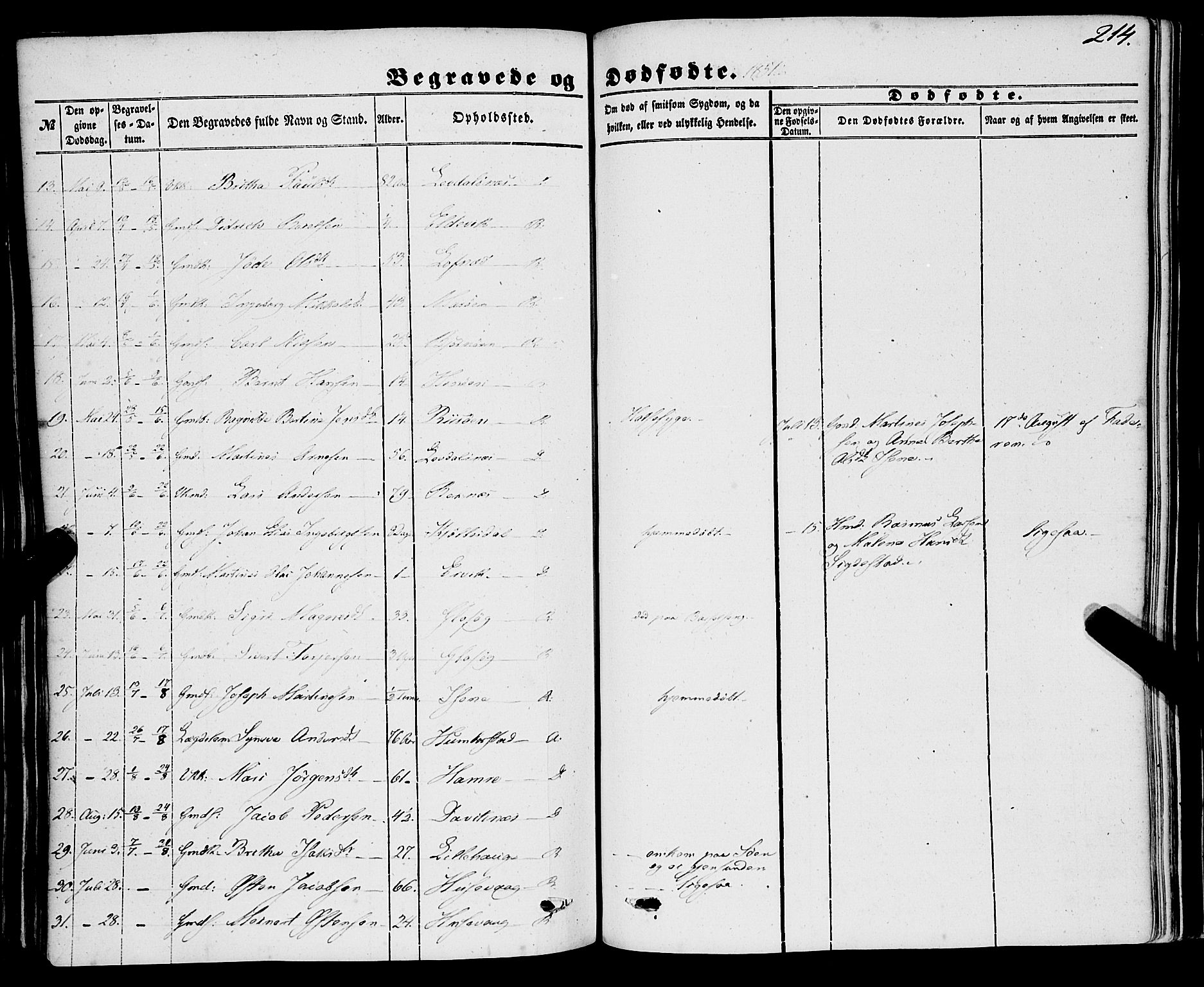 Davik sokneprestembete, AV/SAB-A-79701/H/Haa/Haaa/L0005: Parish register (official) no. A 5, 1850-1866, p. 214