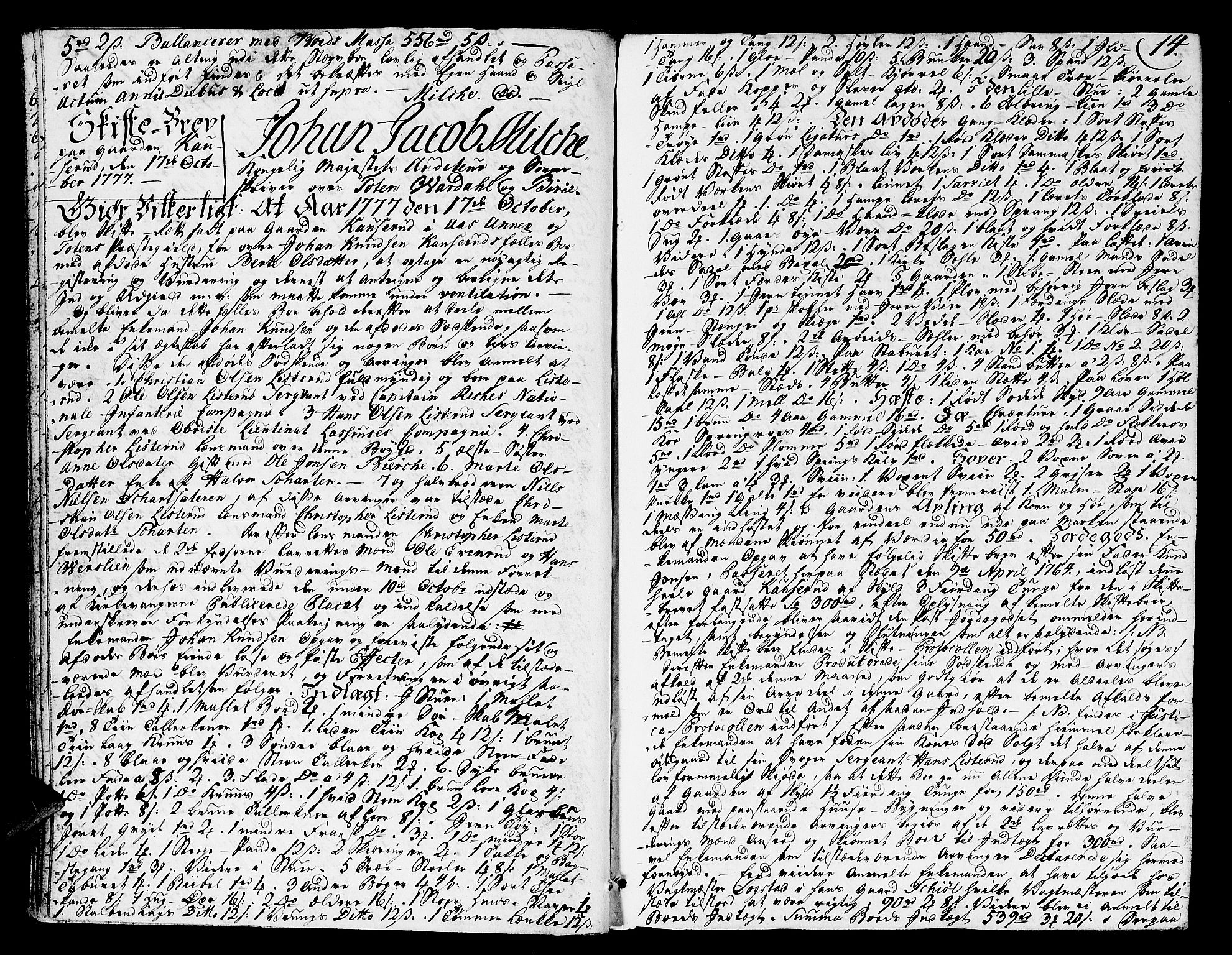 Toten tingrett, AV/SAH-TING-006/J/Ja/L0011: Skifteprotokoll, 1777-1790, p. 13b-14a
