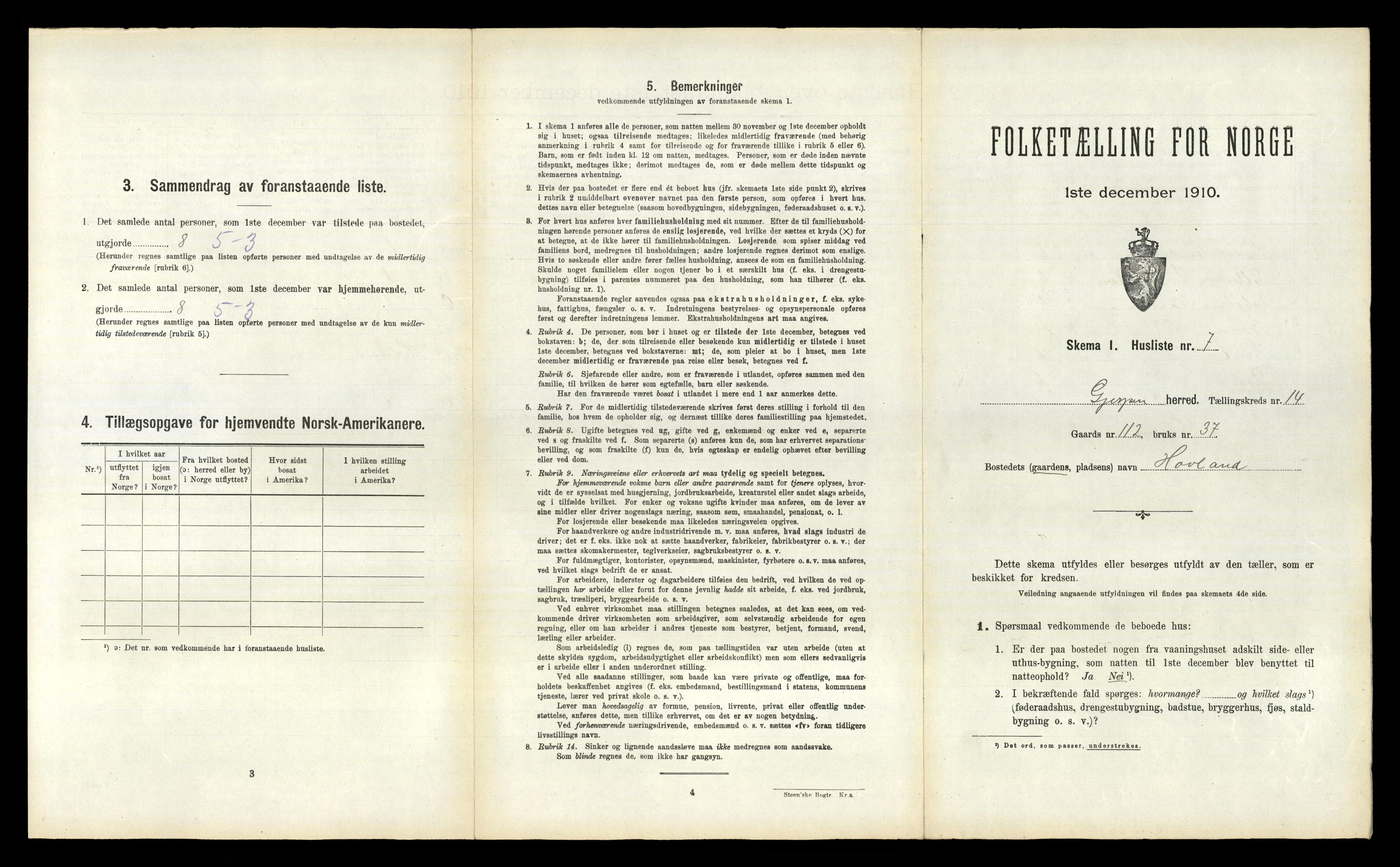 RA, 1910 census for Gjerpen, 1910, p. 2423