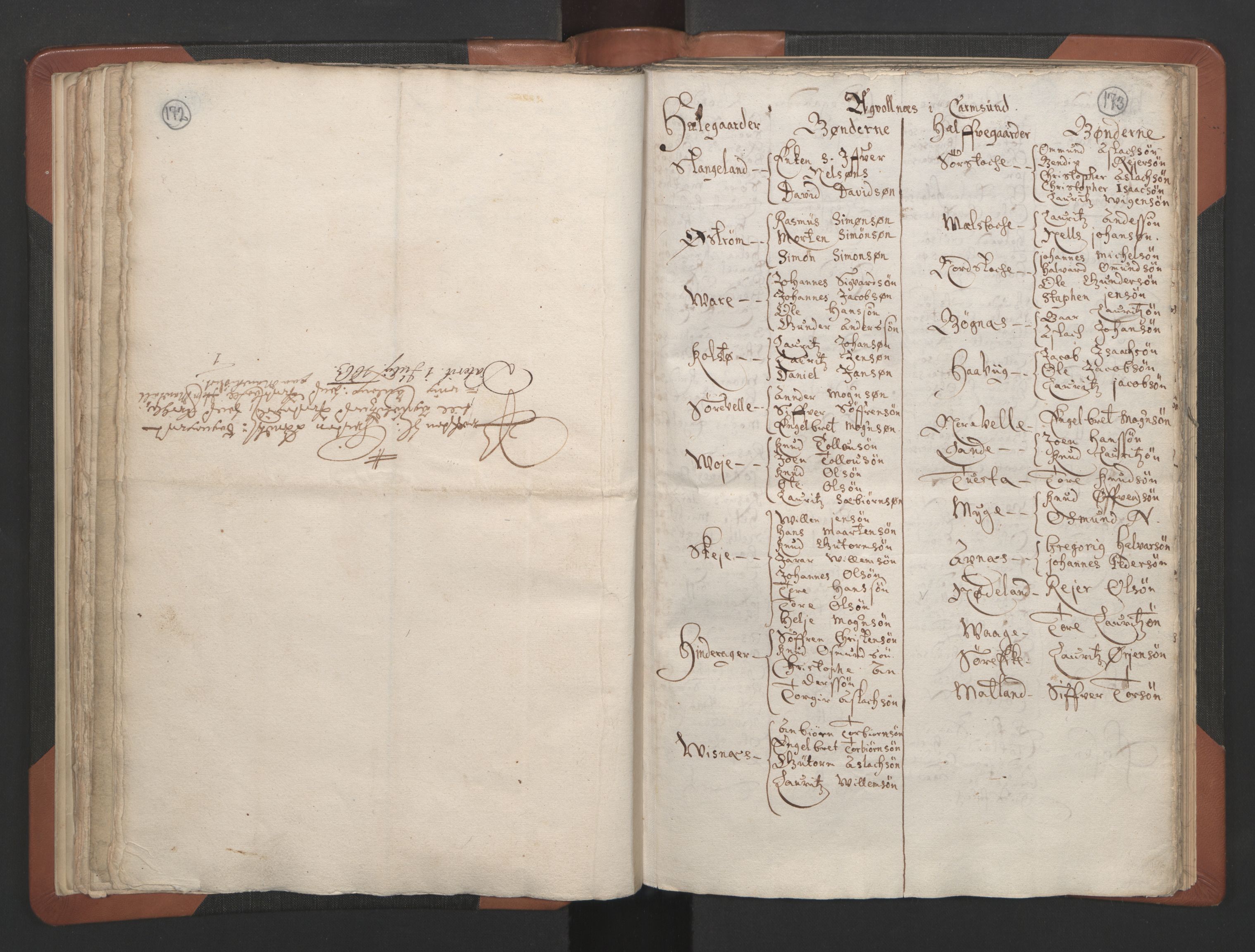 RA, Vicar's Census 1664-1666, no. 18: Stavanger deanery and Karmsund deanery, 1664-1666, p. 172-173