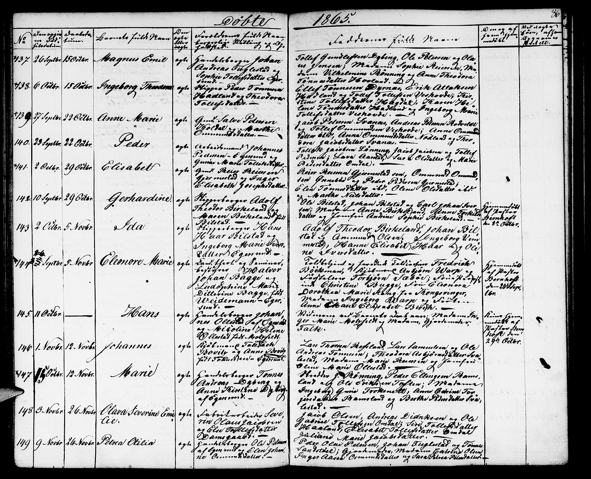 Eigersund sokneprestkontor, AV/SAST-A-101807/S09/L0004: Parish register (copy) no. B 4, 1855-1871, p. 86