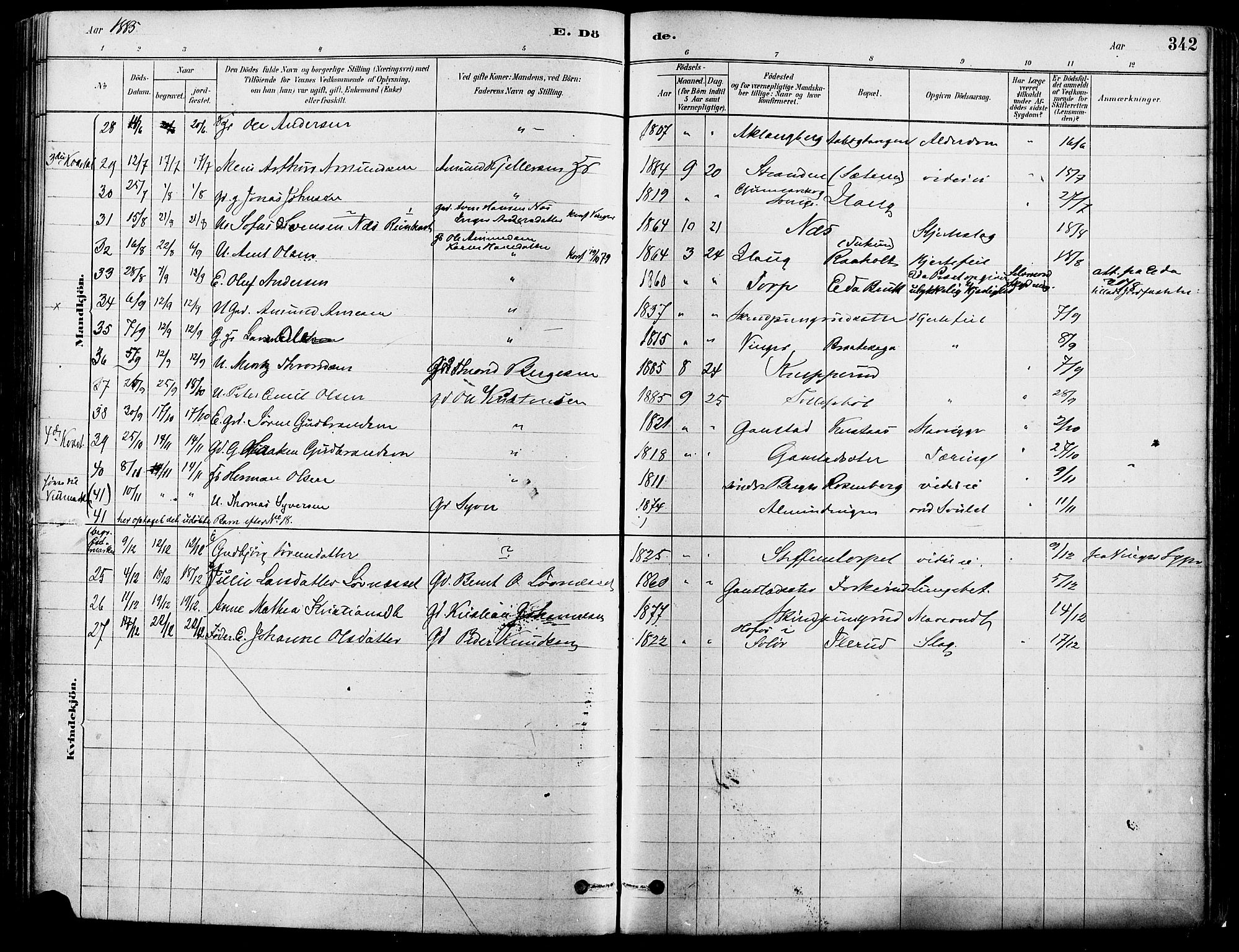 Eidskog prestekontor, SAH/PREST-026/H/Ha/Haa/L0003: Parish register (official) no. 3, 1879-1892, p. 342