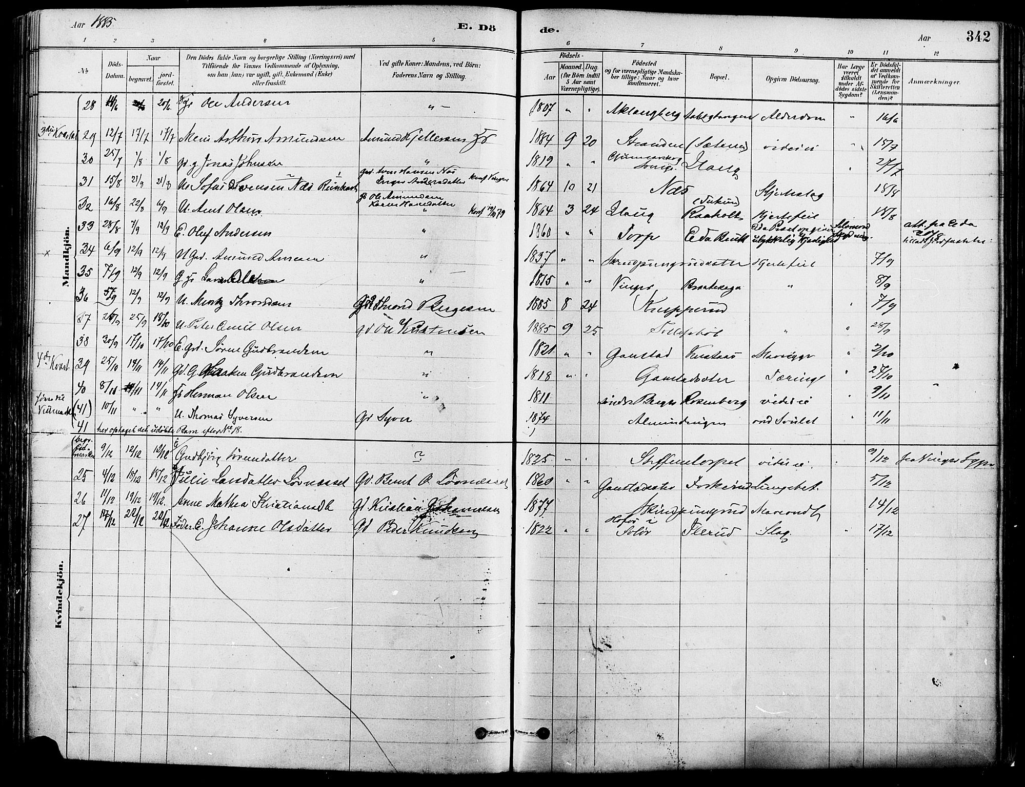 Eidskog prestekontor, AV/SAH-PREST-026/H/Ha/Haa/L0003: Parish register (official) no. 3, 1879-1892, p. 342