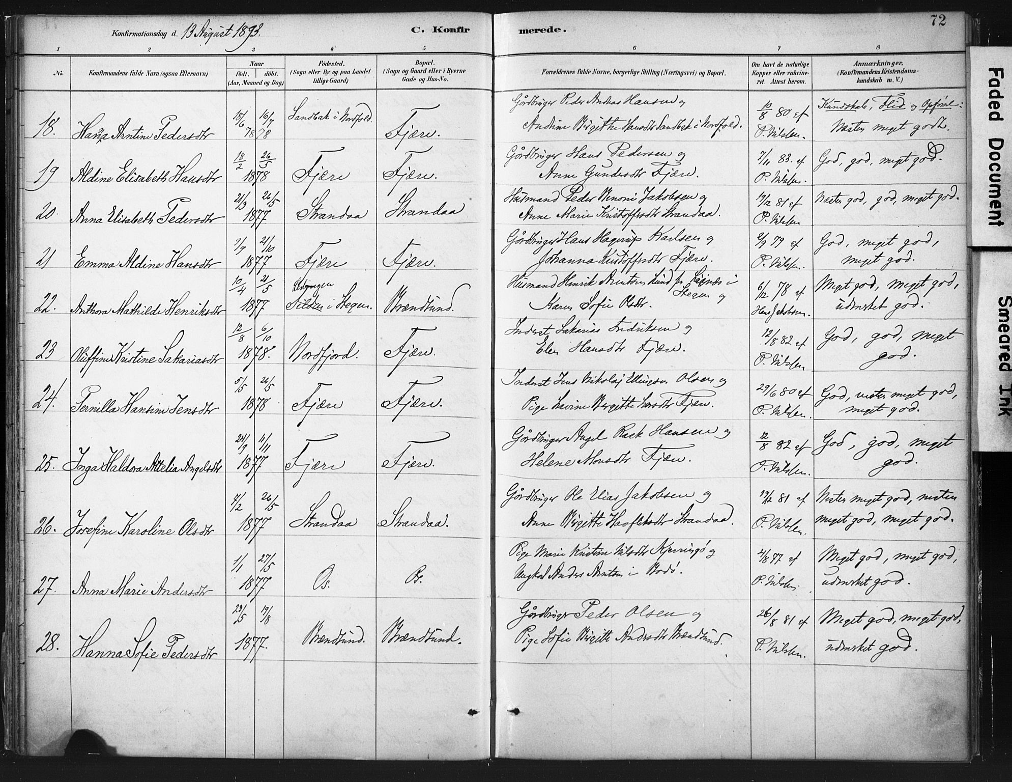 Ministerialprotokoller, klokkerbøker og fødselsregistre - Nordland, AV/SAT-A-1459/803/L0071: Parish register (official) no. 803A01, 1881-1897, p. 72