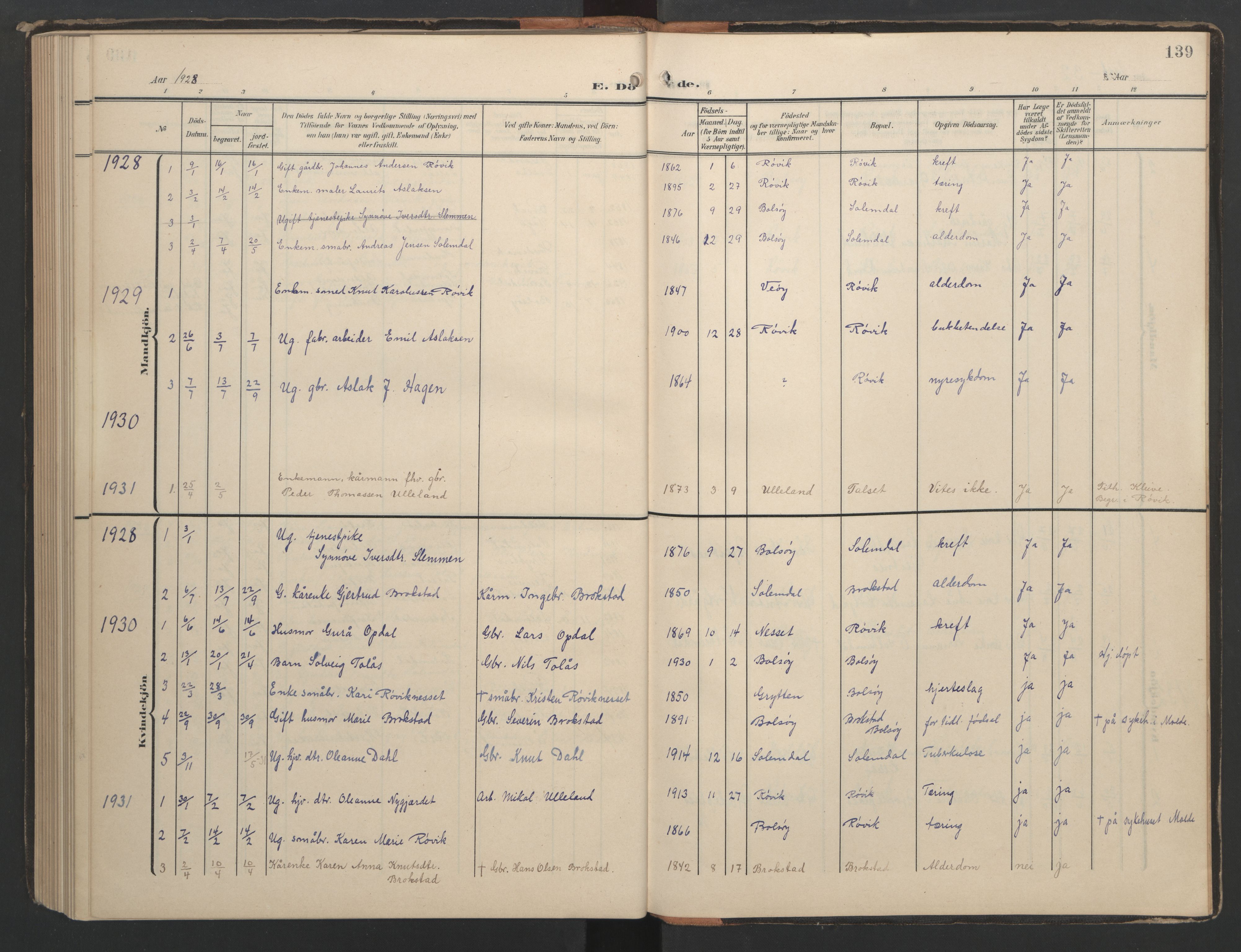 Ministerialprotokoller, klokkerbøker og fødselsregistre - Møre og Romsdal, AV/SAT-A-1454/556/L0677: Parish register (copy) no. 556C01, 1907-1953, p. 139